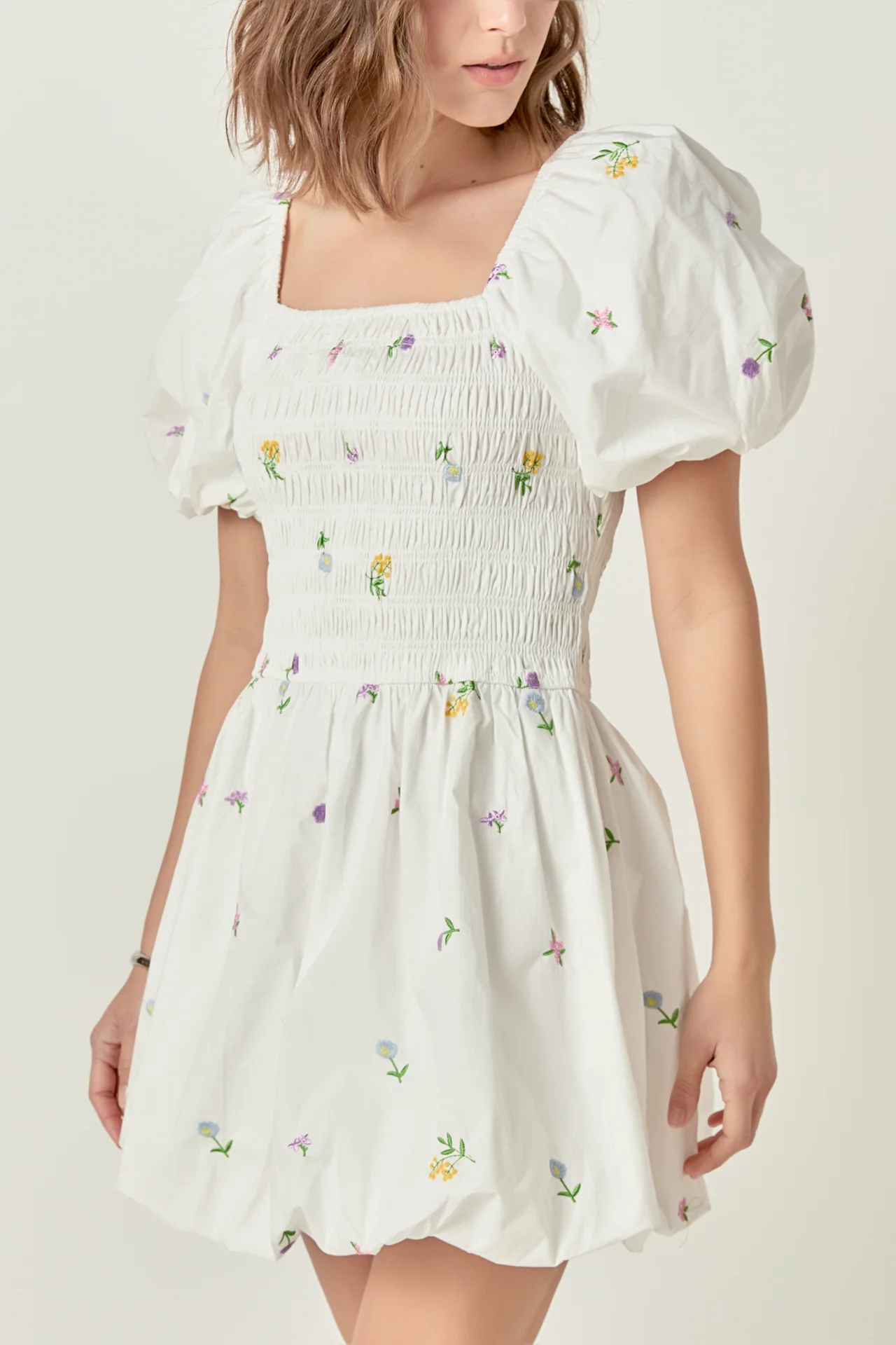 Smocked Dress with Balloon Sleeves - Image 2