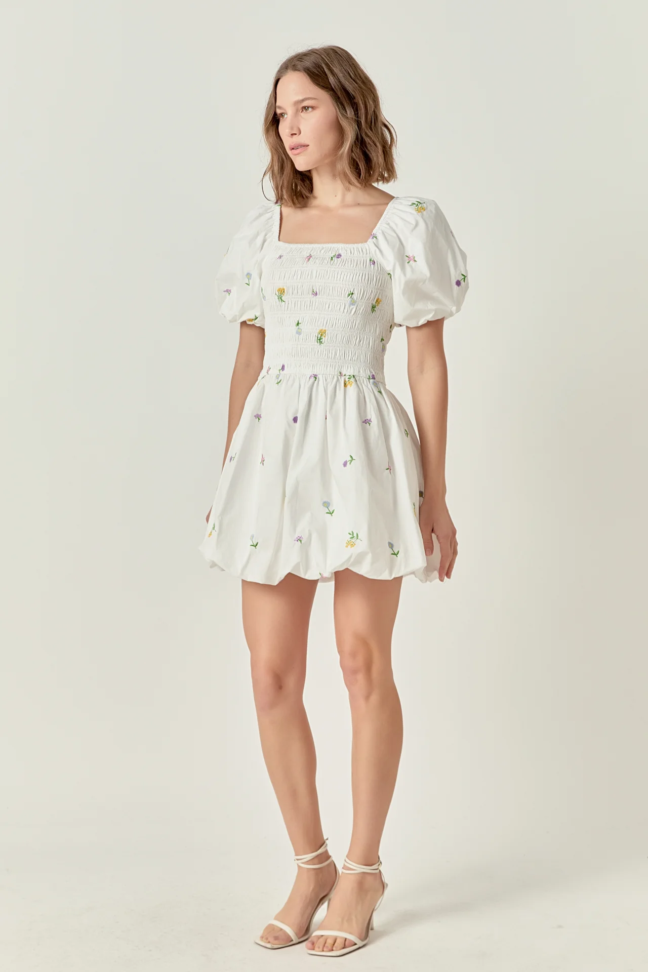 Smocked Dress with Balloon Sleeves - Image 3