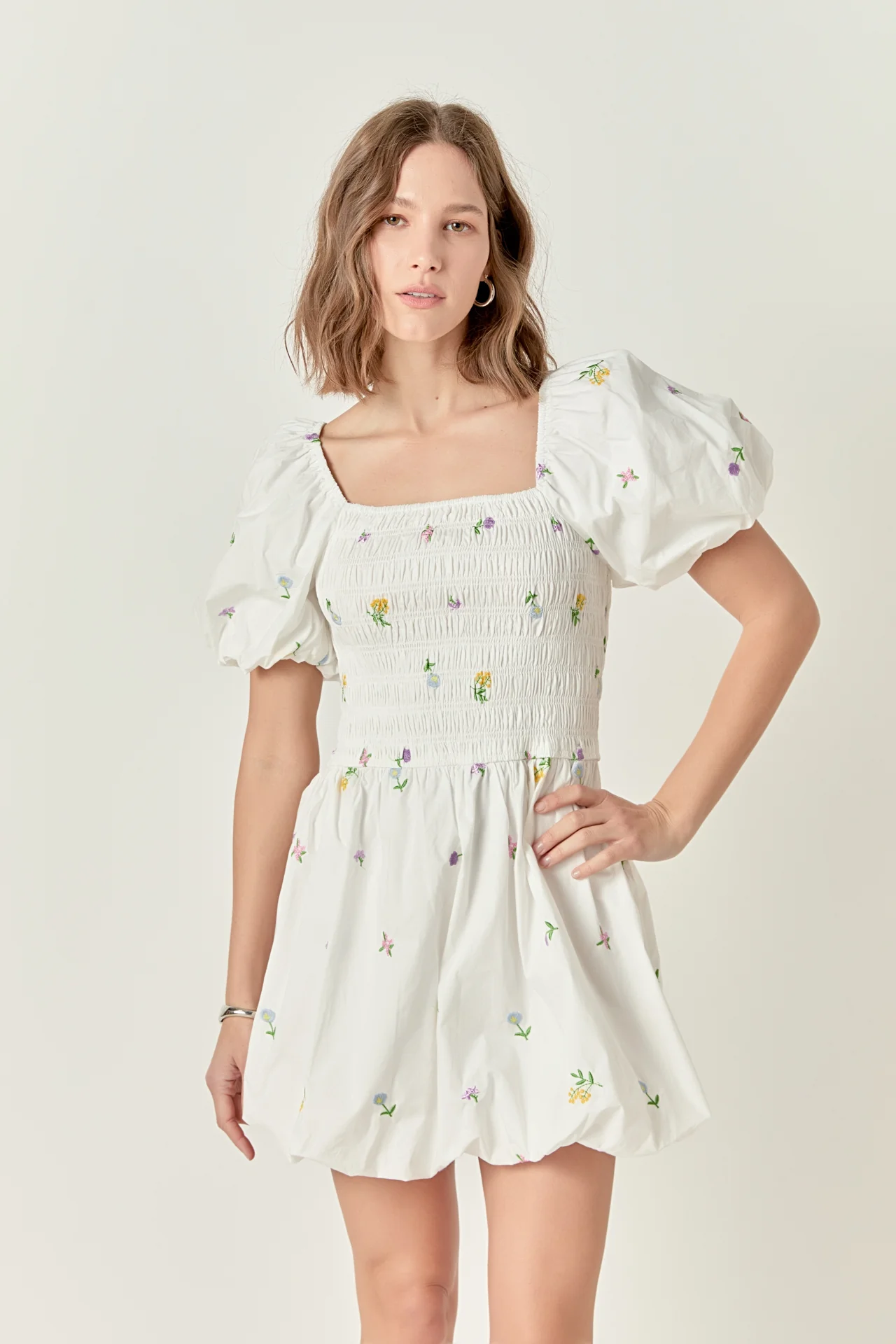 Smocked Dress with Balloon Sleeves - Image 5