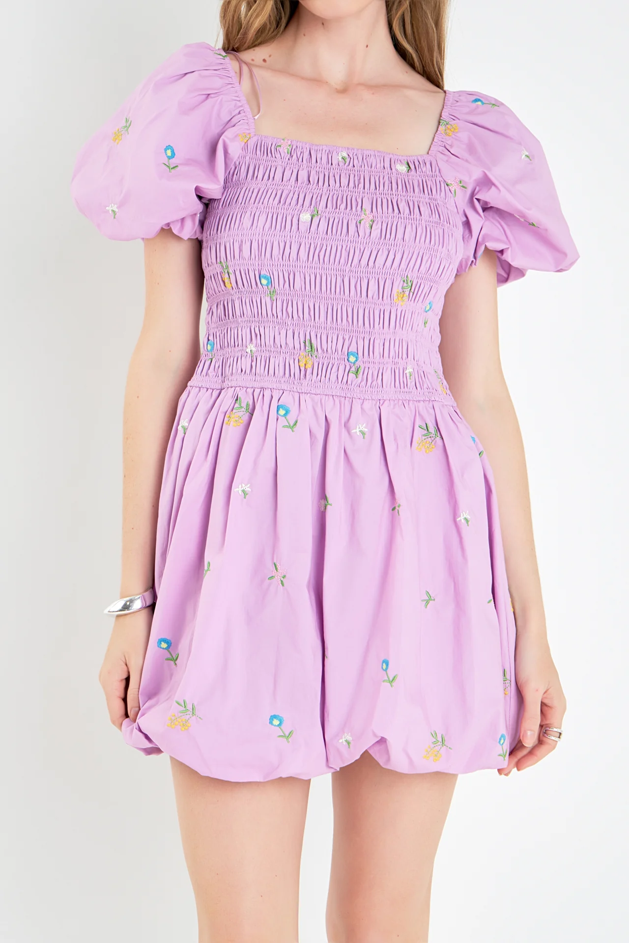 Smocked Dress with Balloon Sleeves - Image 7