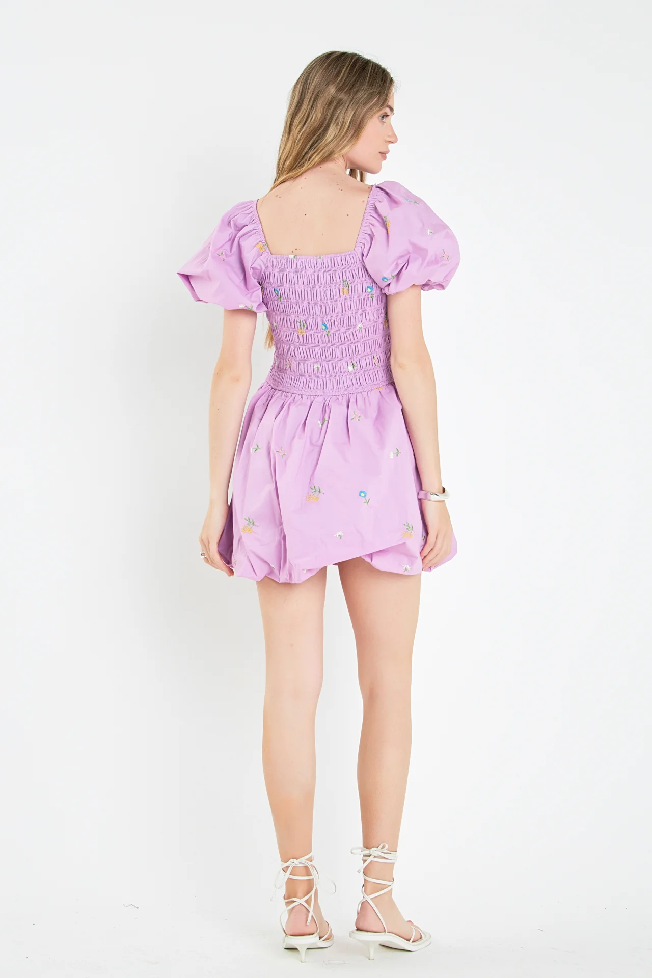 Smocked Dress with Balloon Sleeves - Image 9