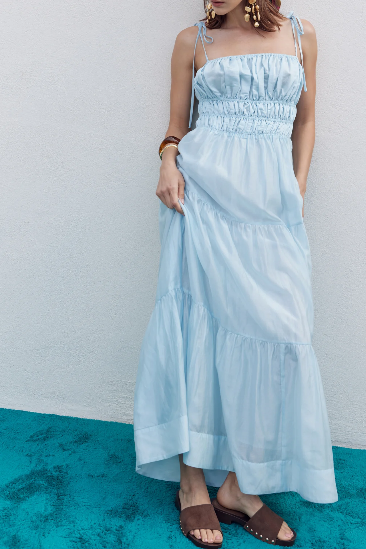 Smocked Tie Strap Maxi Dress - Image 2