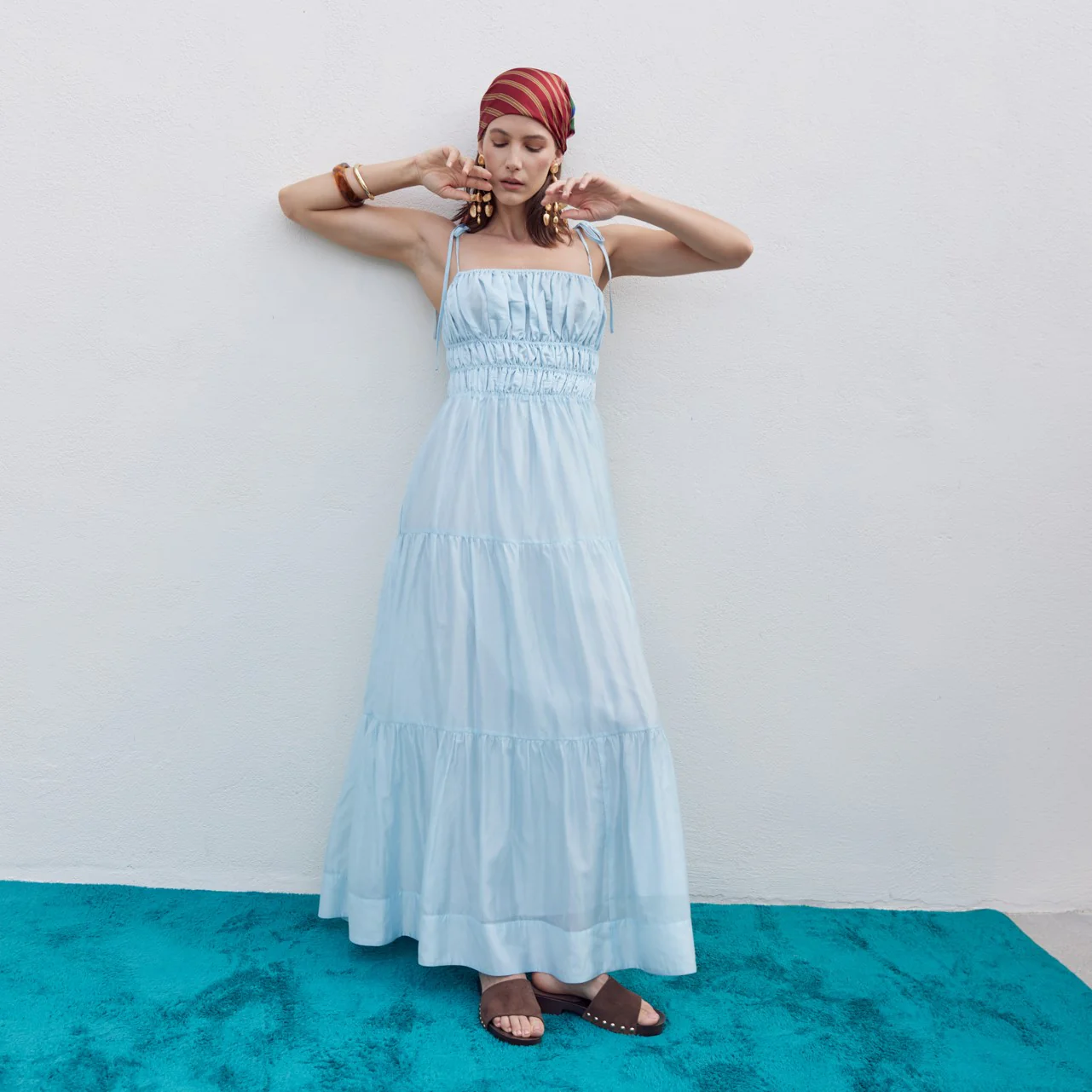 Smocked Tie Strap Maxi Dress - Image 8