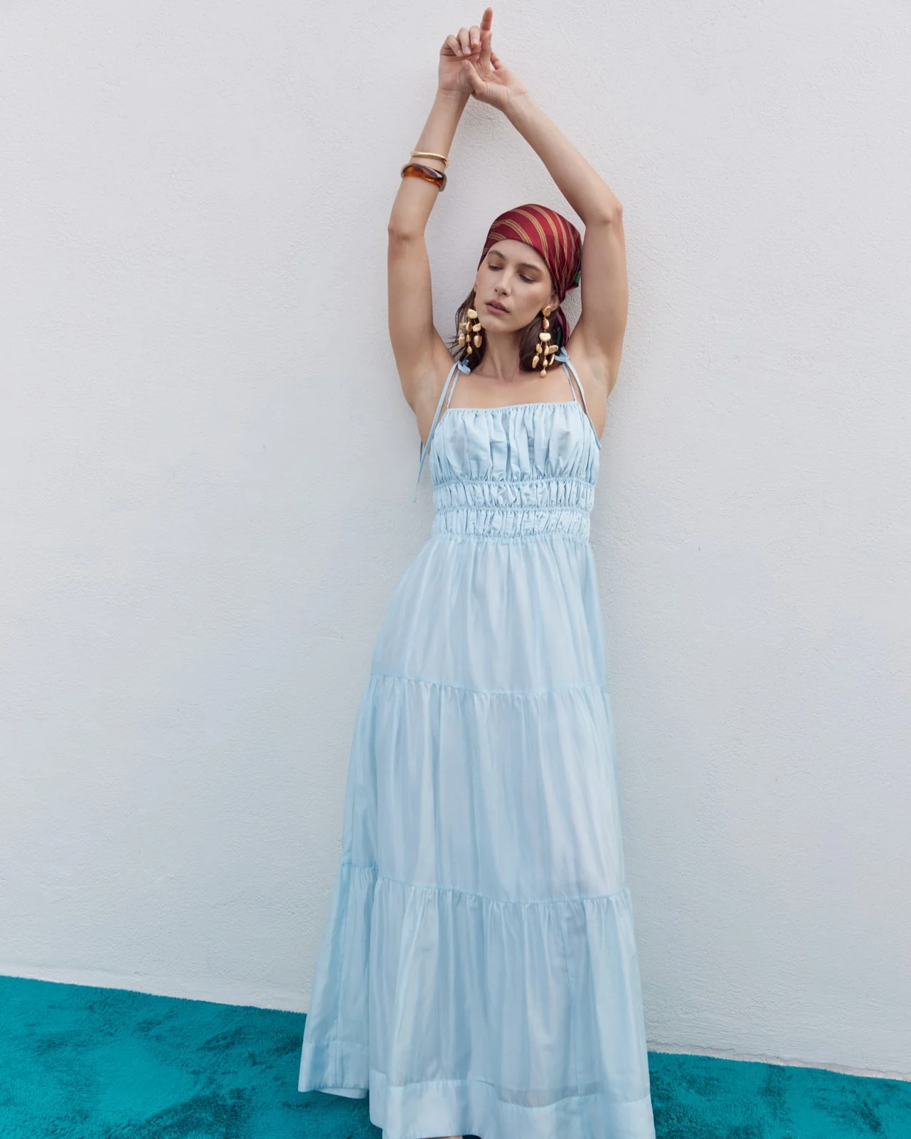 Smocked Tie Strap Maxi Dress - Image 9