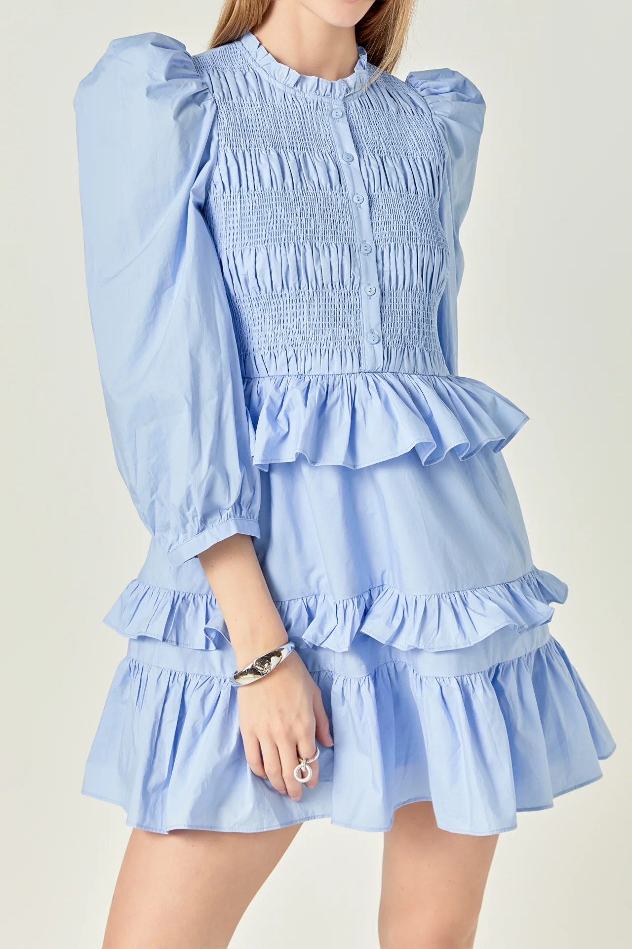 Smocking Detail Mini Dress - Image 2