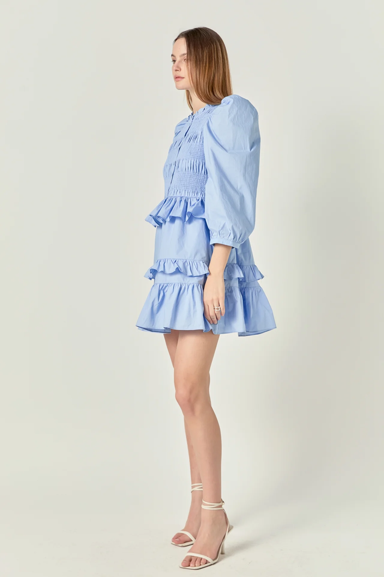 Smocking Detail Mini Dress - Image 3