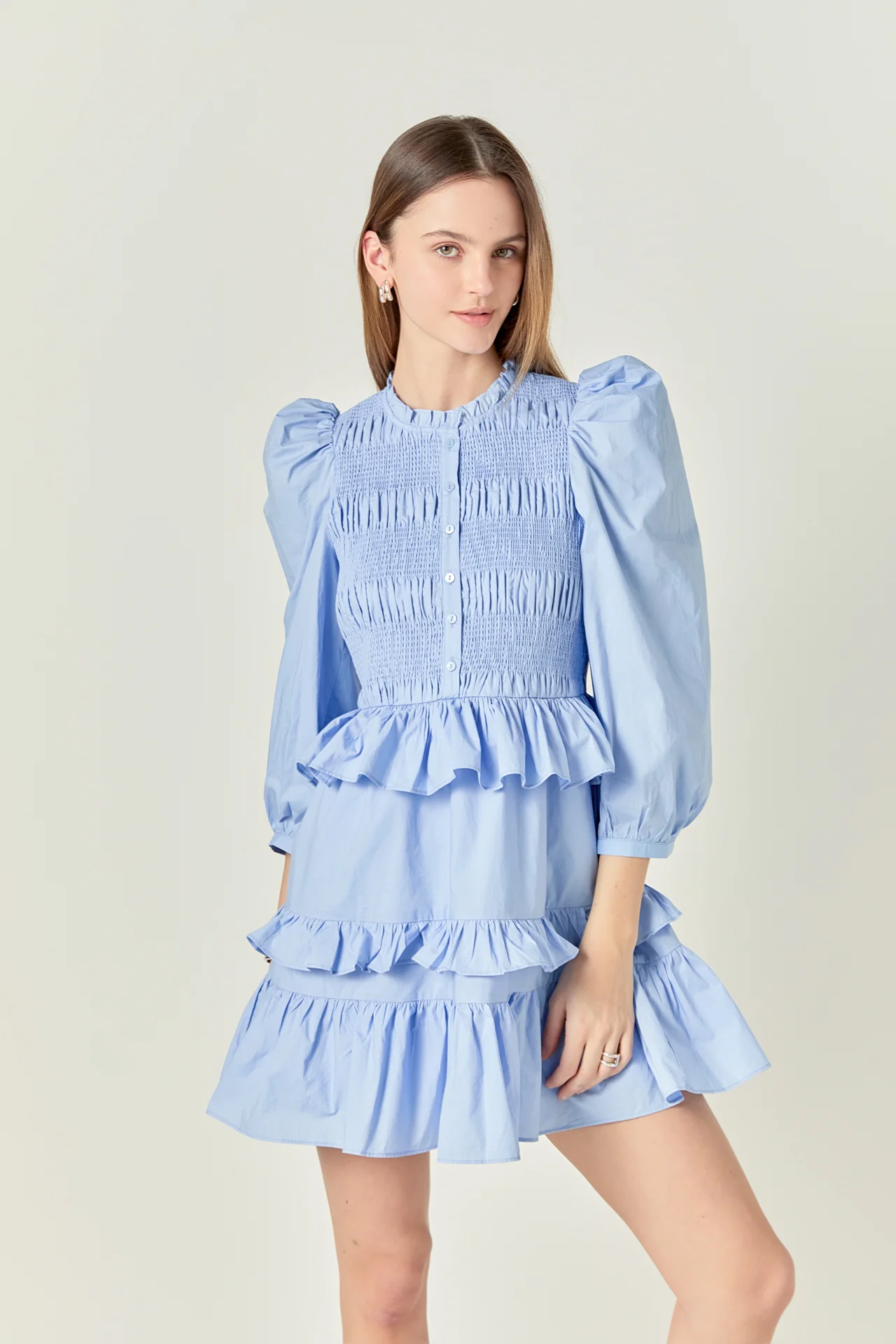 Smocking Detail Mini Dress - Image 5