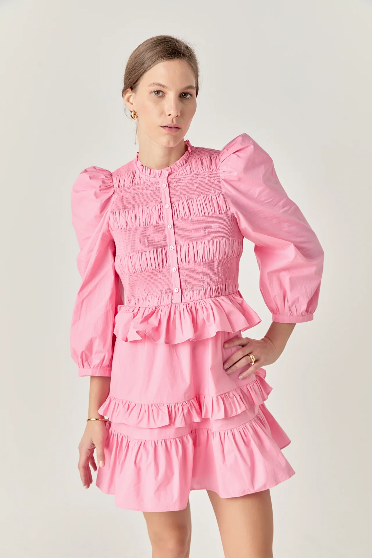 Smocking Detail Mini Dress - Image 6