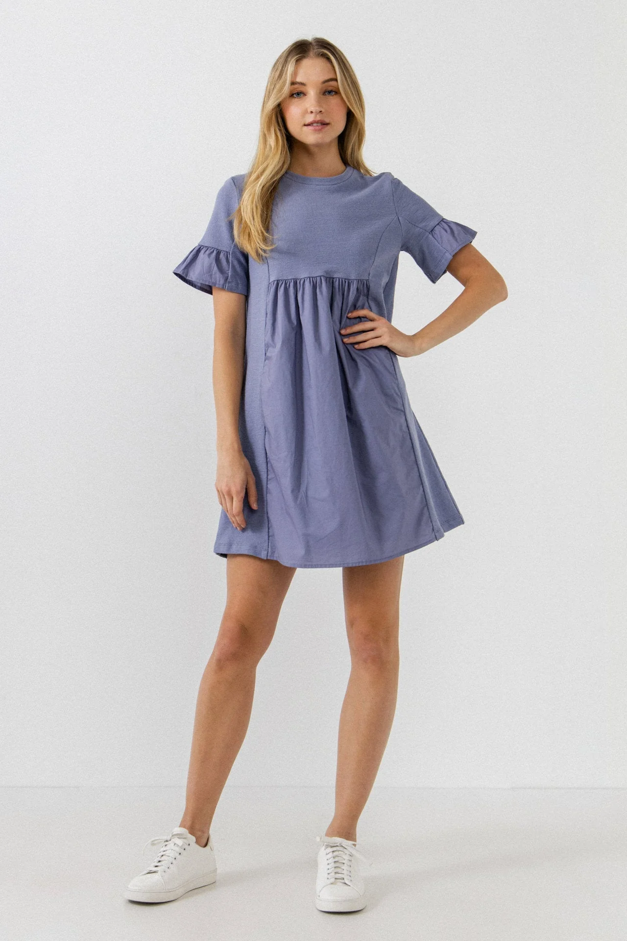 Mixed Media Short-Sleeve Mini Dress - Image 11
