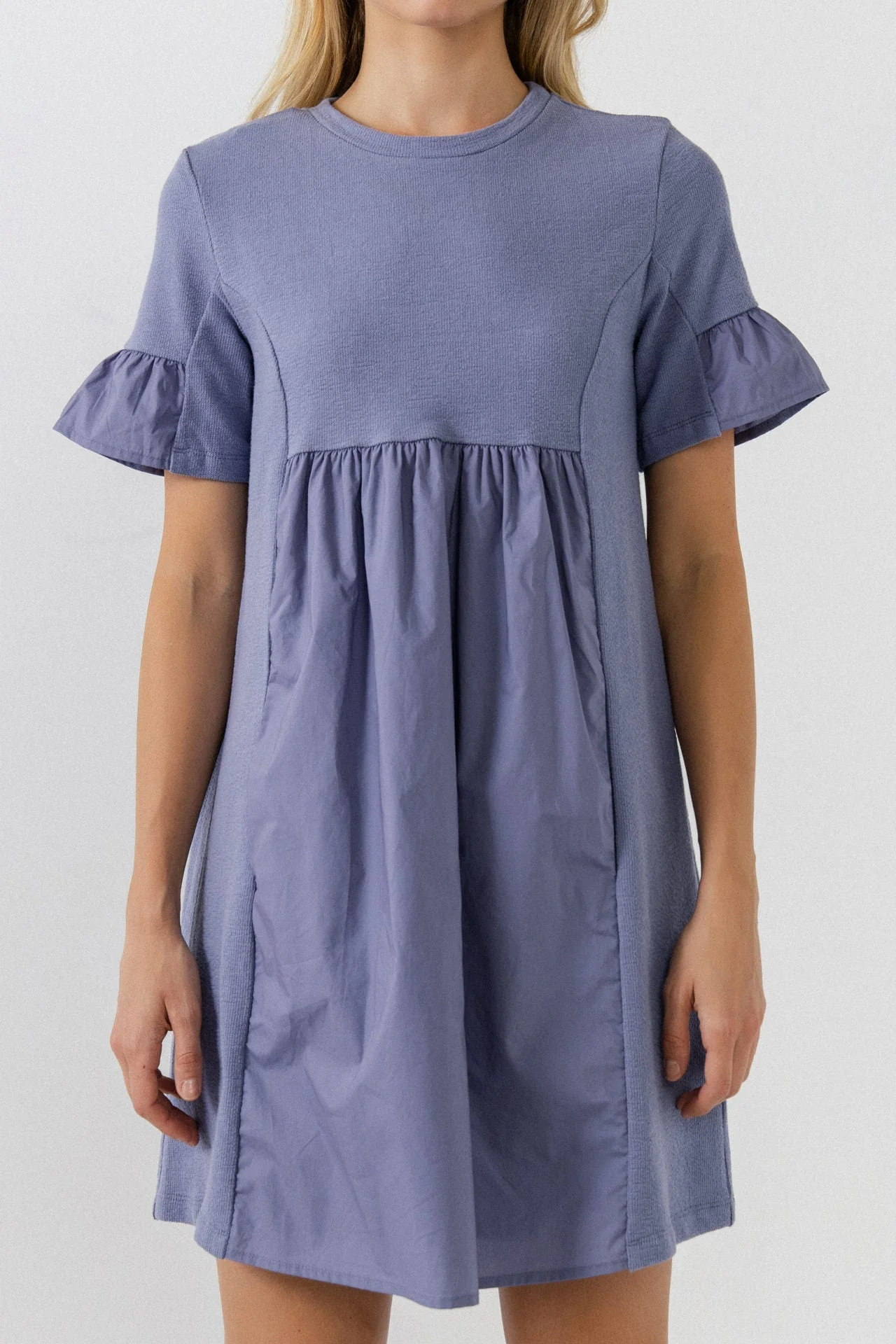 Mixed Media Short-Sleeve Mini Dress - Image 12