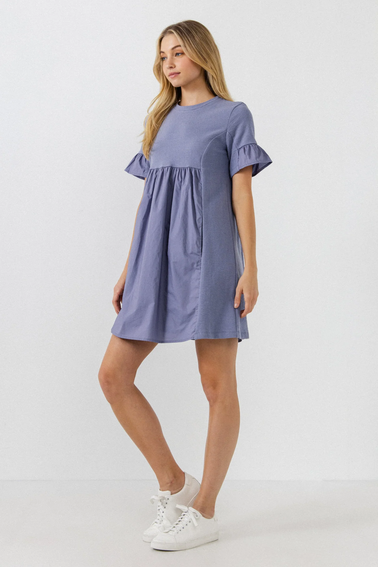 Mixed Media Short-Sleeve Mini Dress - Image 13
