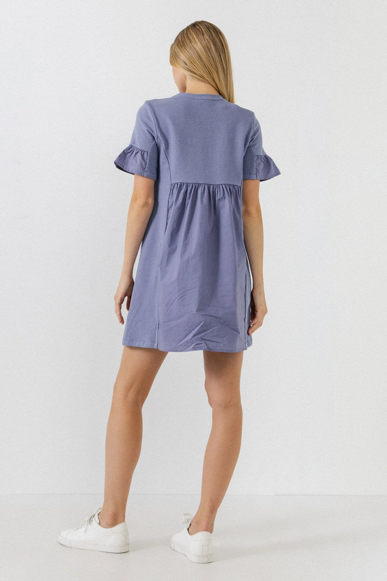 Mixed Media Short-Sleeve Mini Dress - Image 14