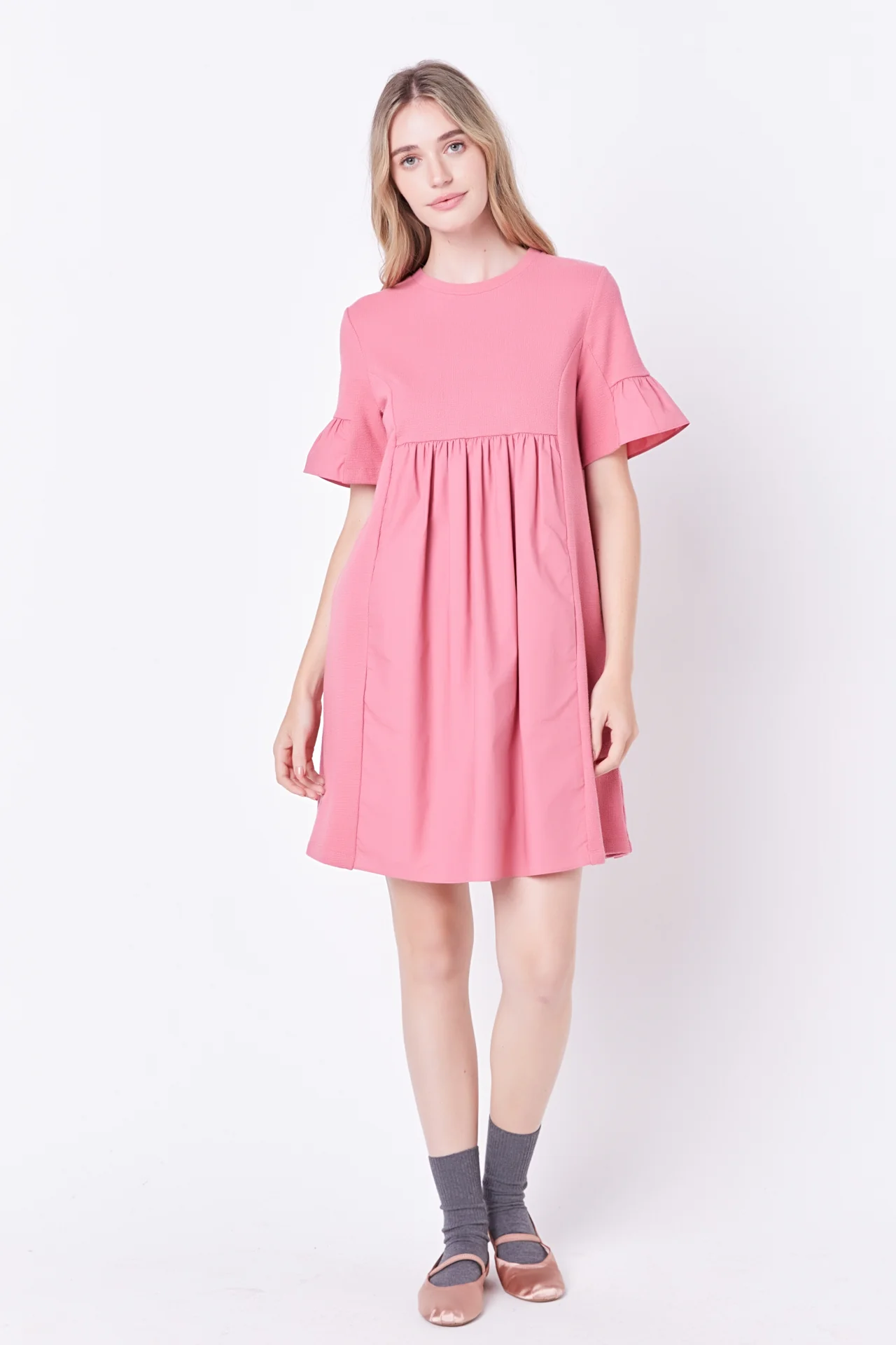 Mixed Media Short-Sleeve Mini Dress - Image 16