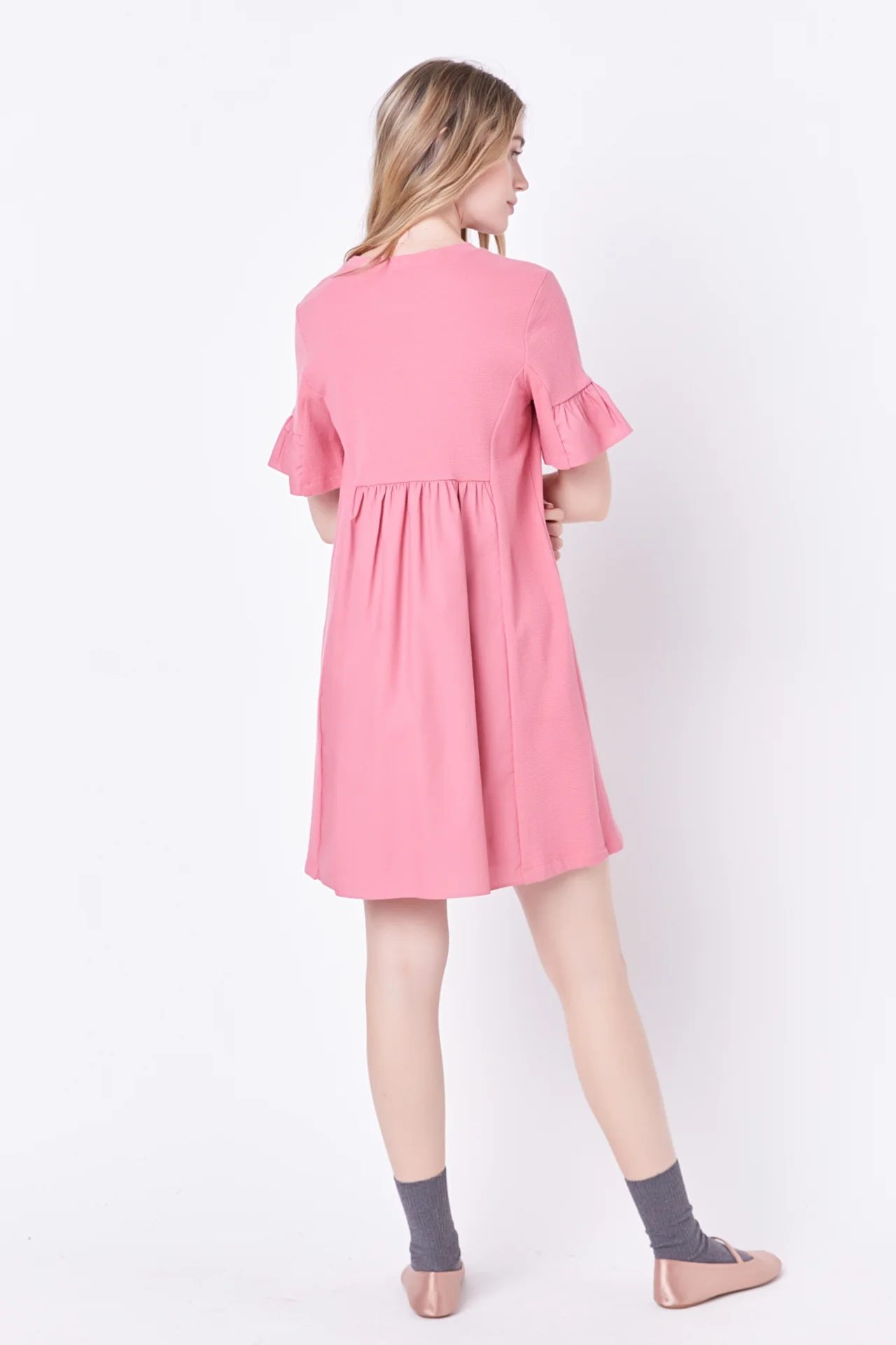Mixed Media Short-Sleeve Mini Dress - Image 19