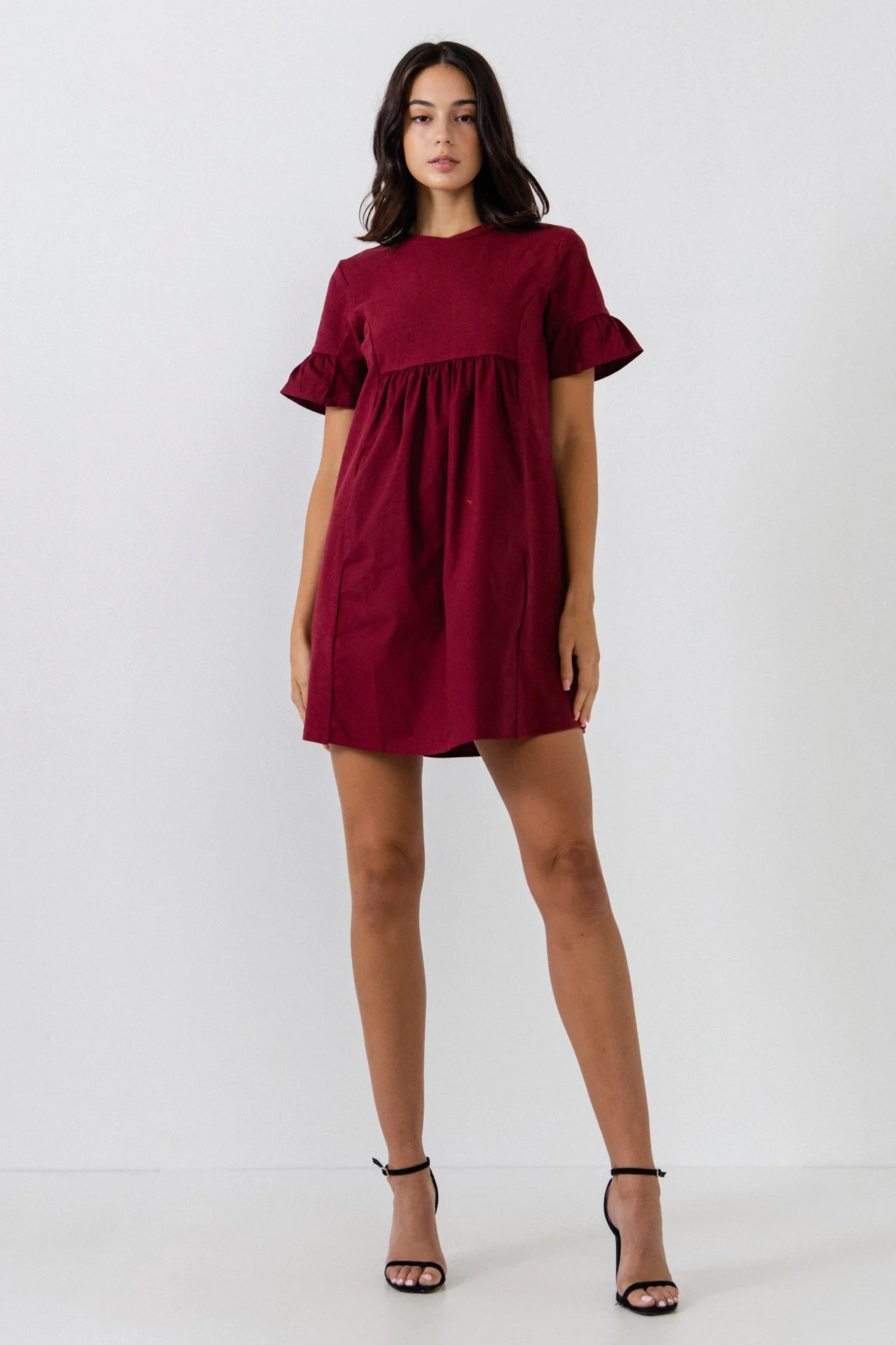 Mixed Media Short-Sleeve Mini Dress - Image 21