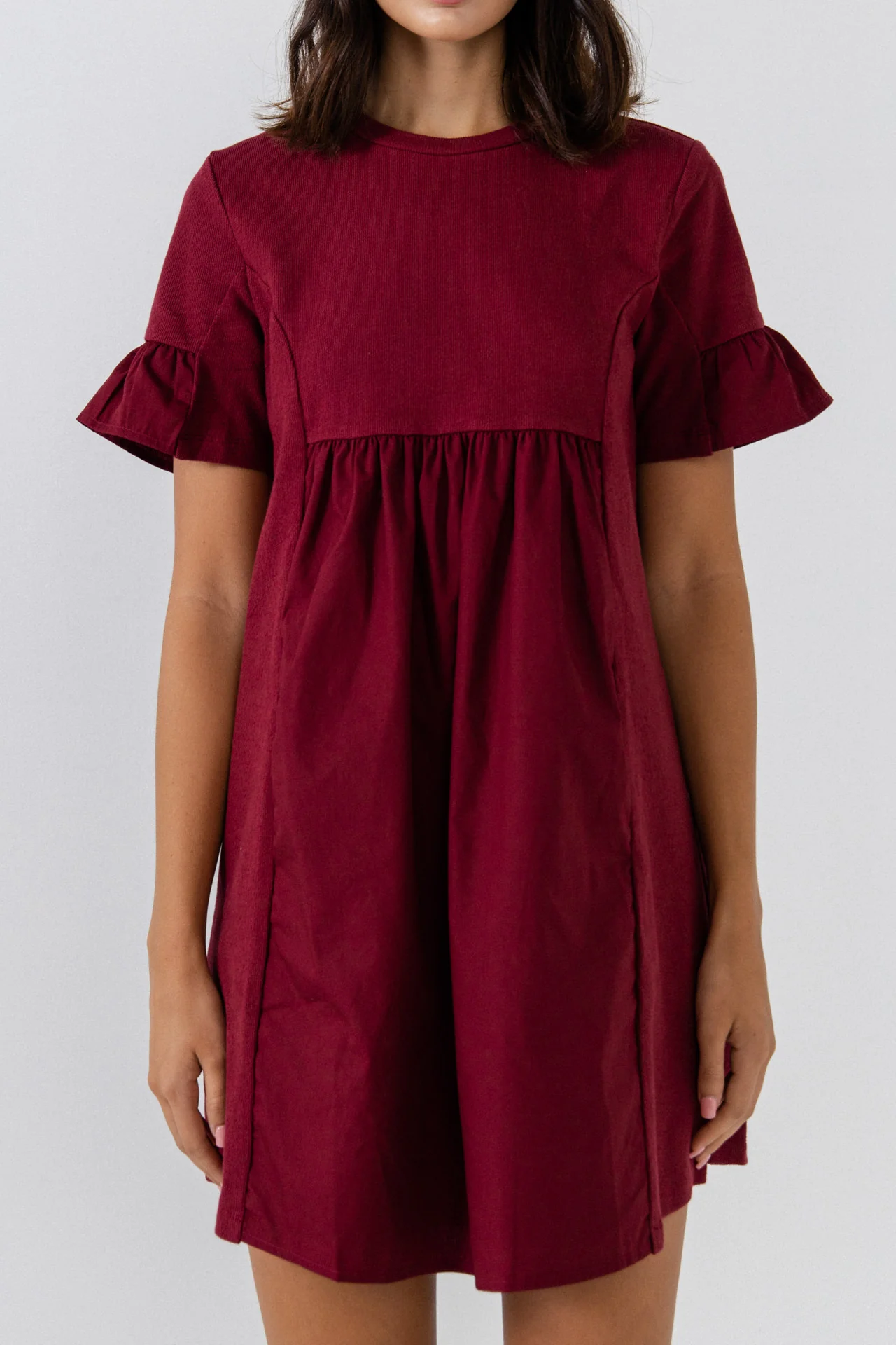 Mixed Media Short-Sleeve Mini Dress - Image 22