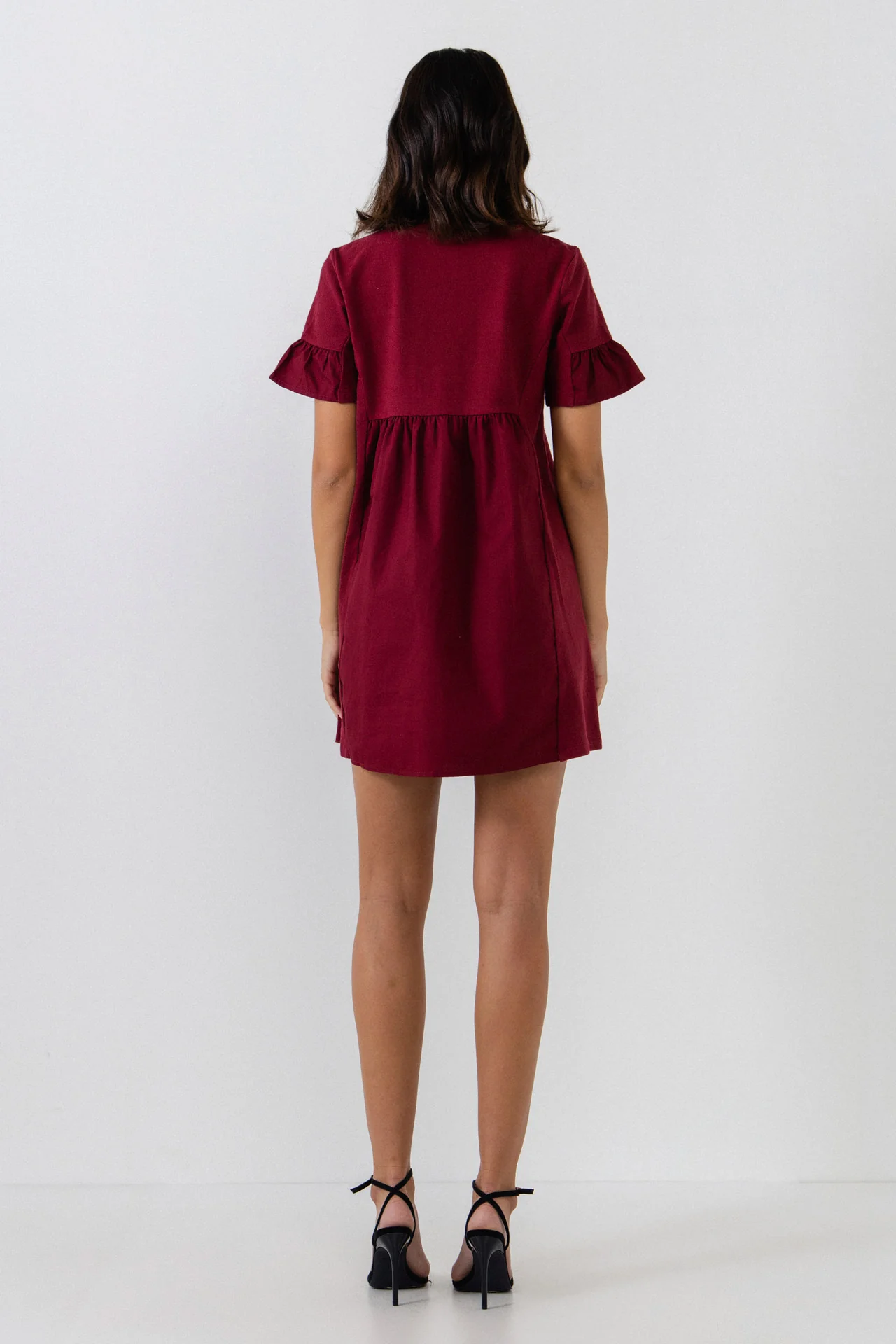 Mixed Media Short-Sleeve Mini Dress - Image 24