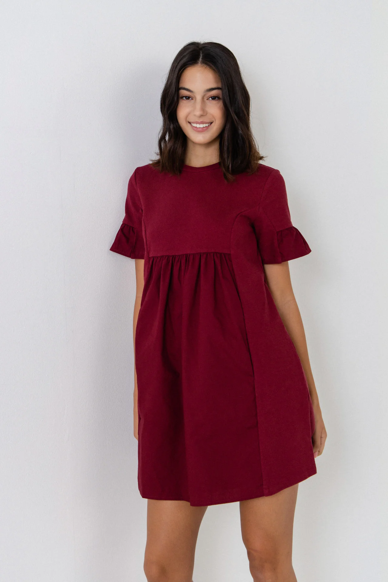 Mixed Media Short-Sleeve Mini Dress - Image 25