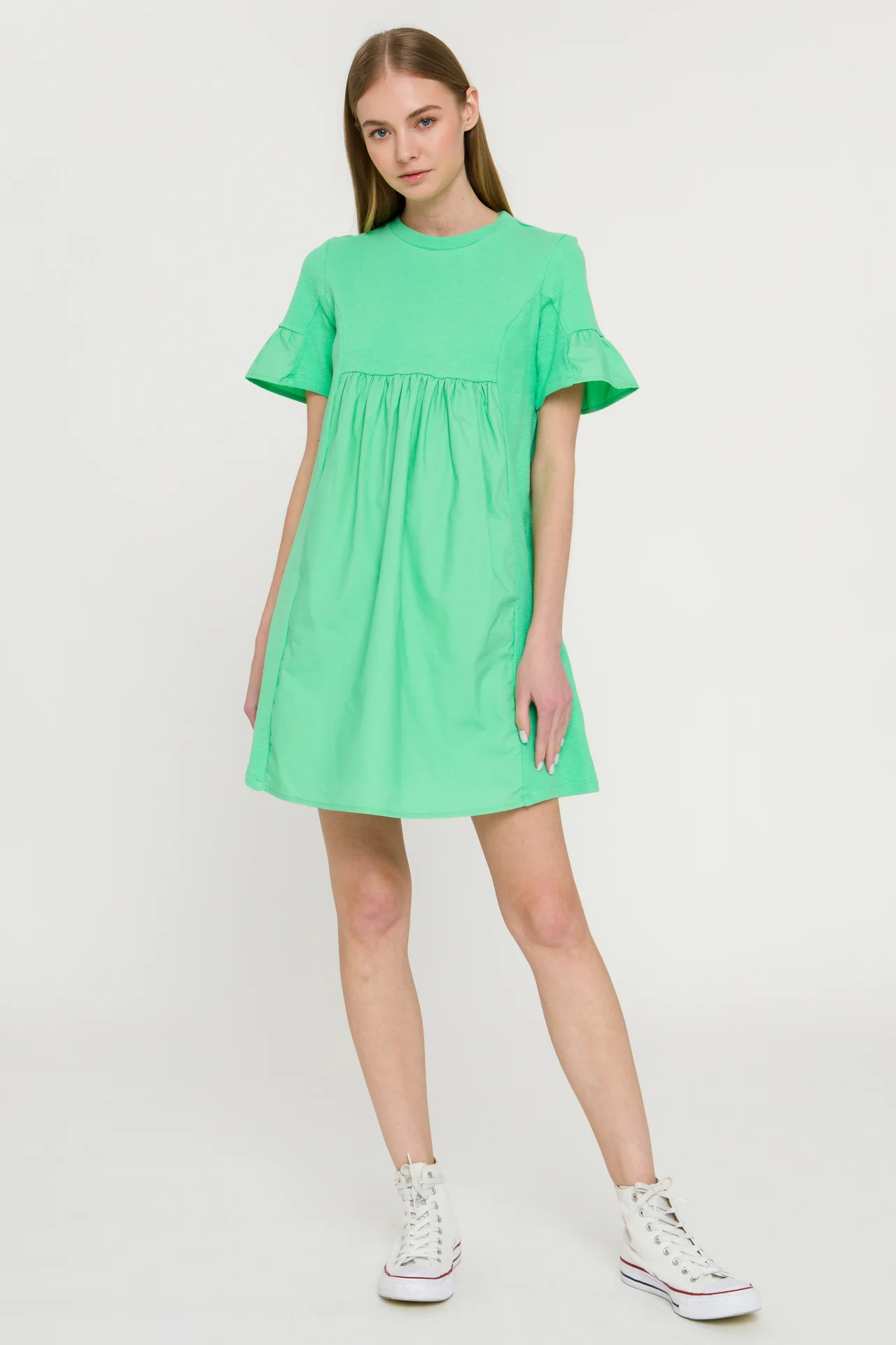 Mixed Media Short-Sleeve Mini Dress - Image 26