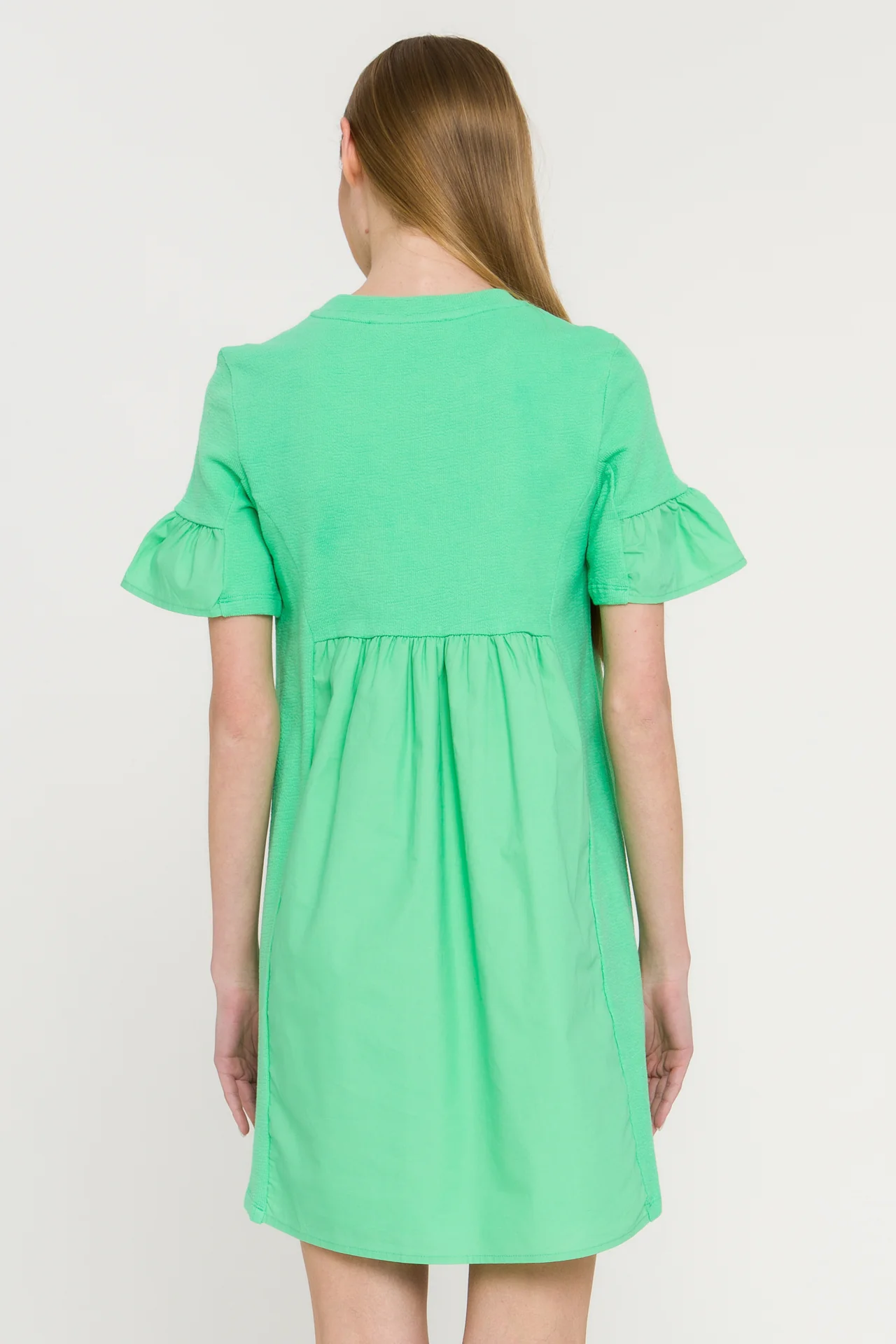 Mixed Media Short-Sleeve Mini Dress - Image 29