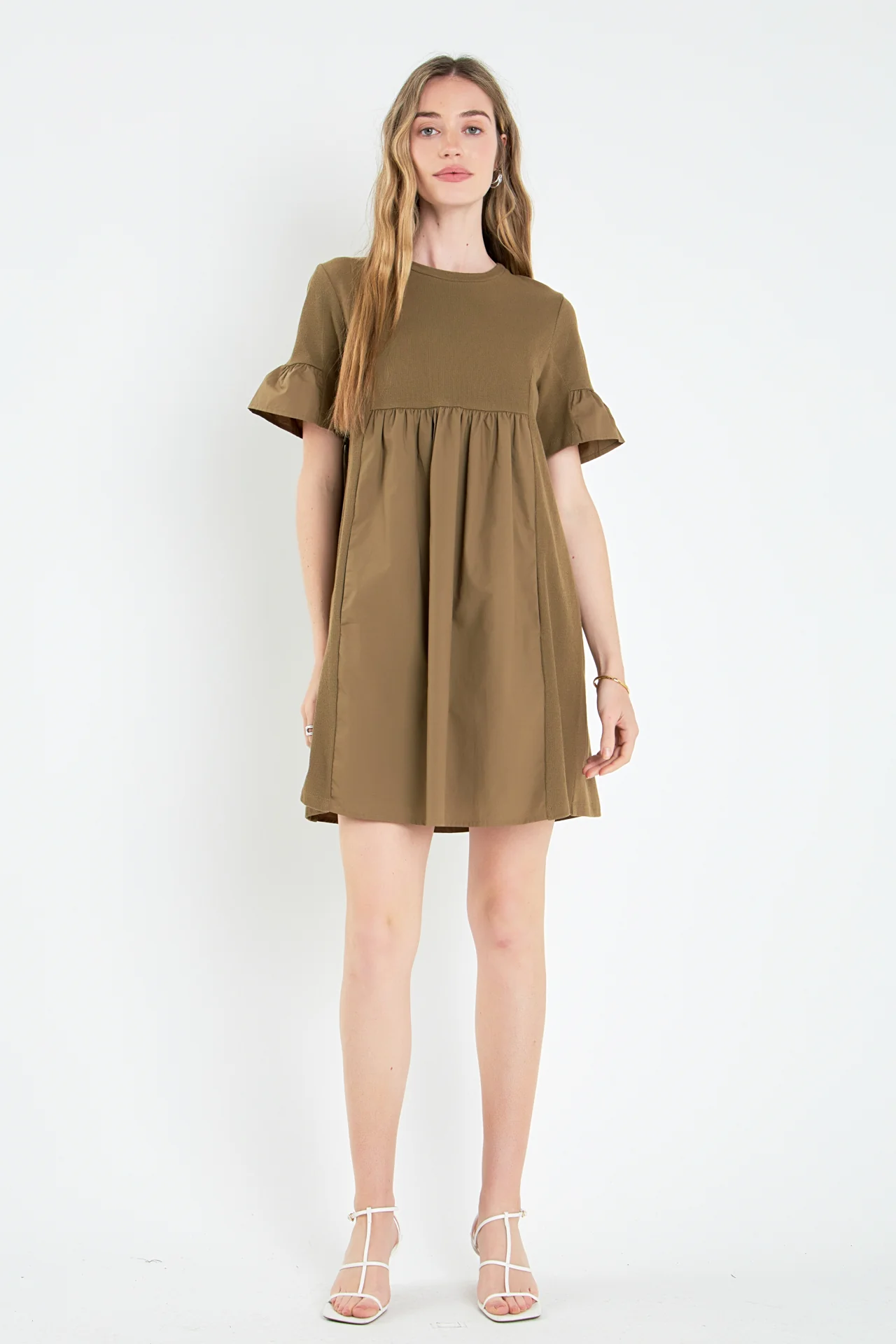 Mixed Media Short-Sleeve Mini Dress - Image 31
