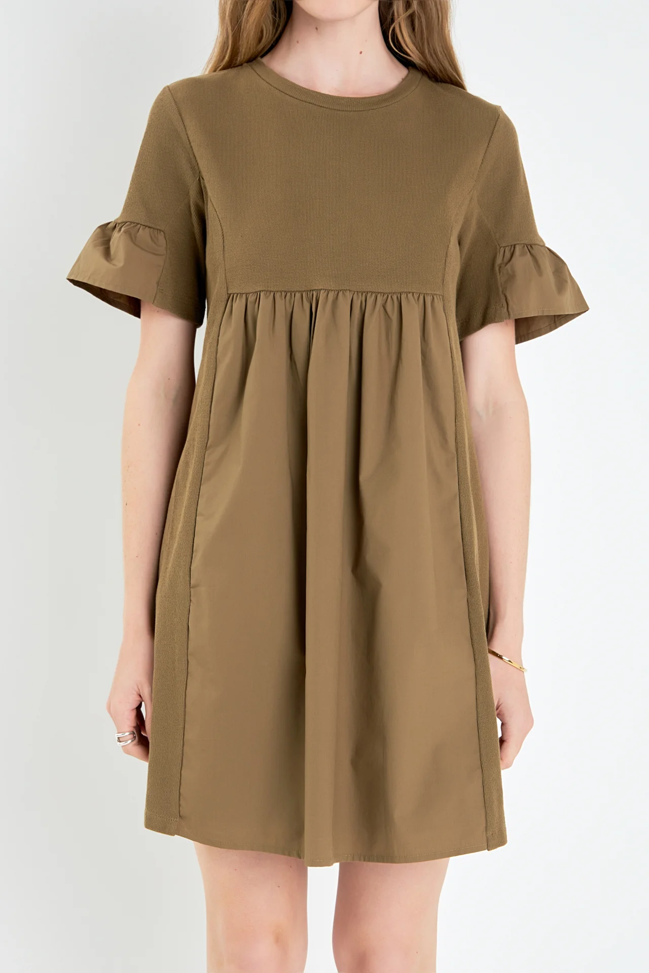 Mixed Media Short-Sleeve Mini Dress - Image 32