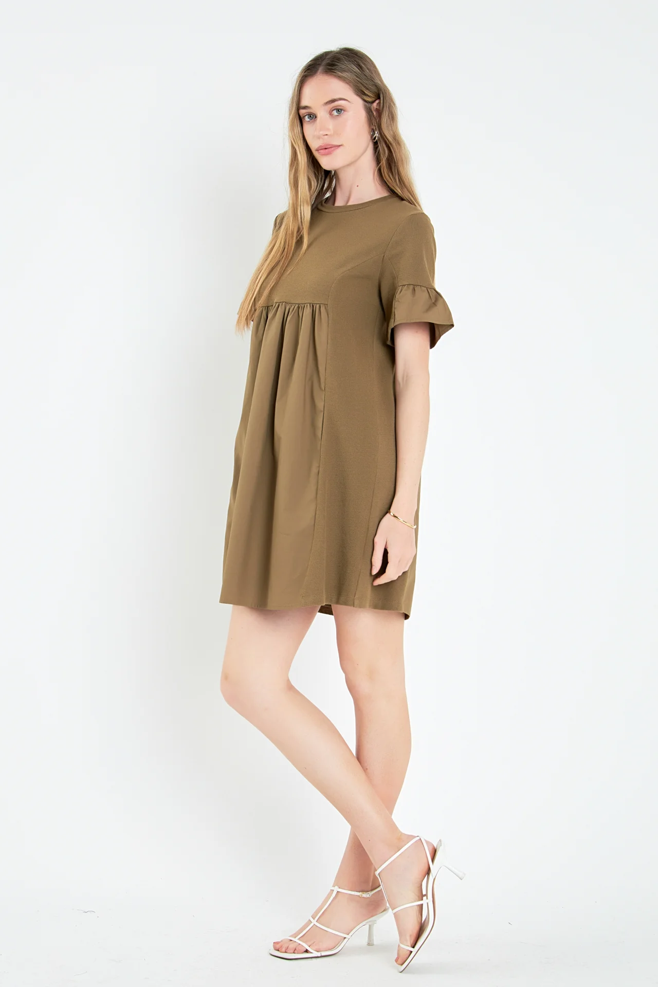 Mixed Media Short-Sleeve Mini Dress - Image 33