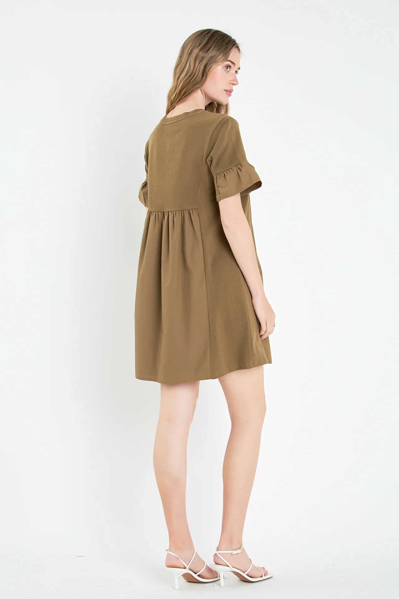 Mixed Media Short-Sleeve Mini Dress - Image 34