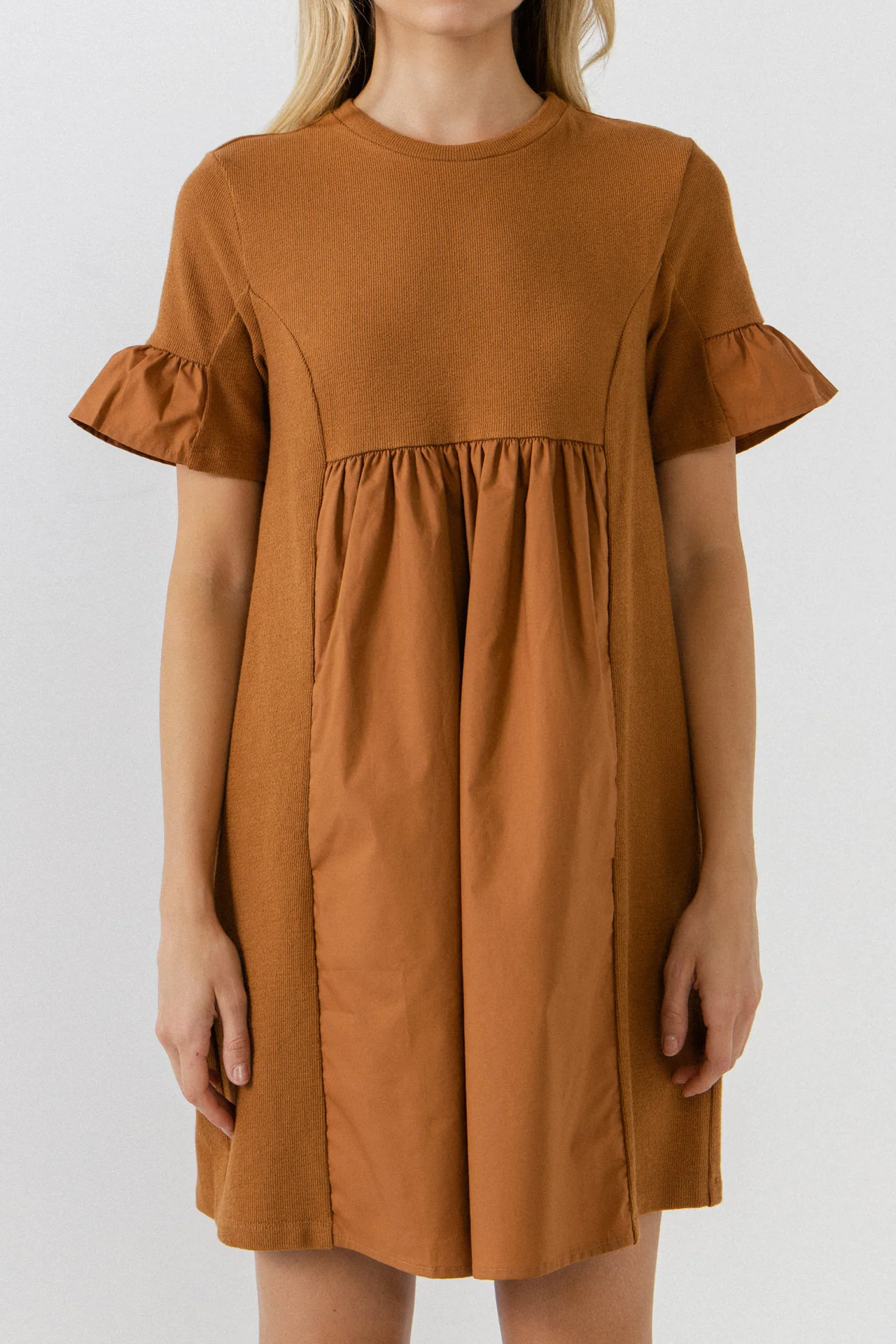 Mixed Media Short-Sleeve Mini Dress - Image 7