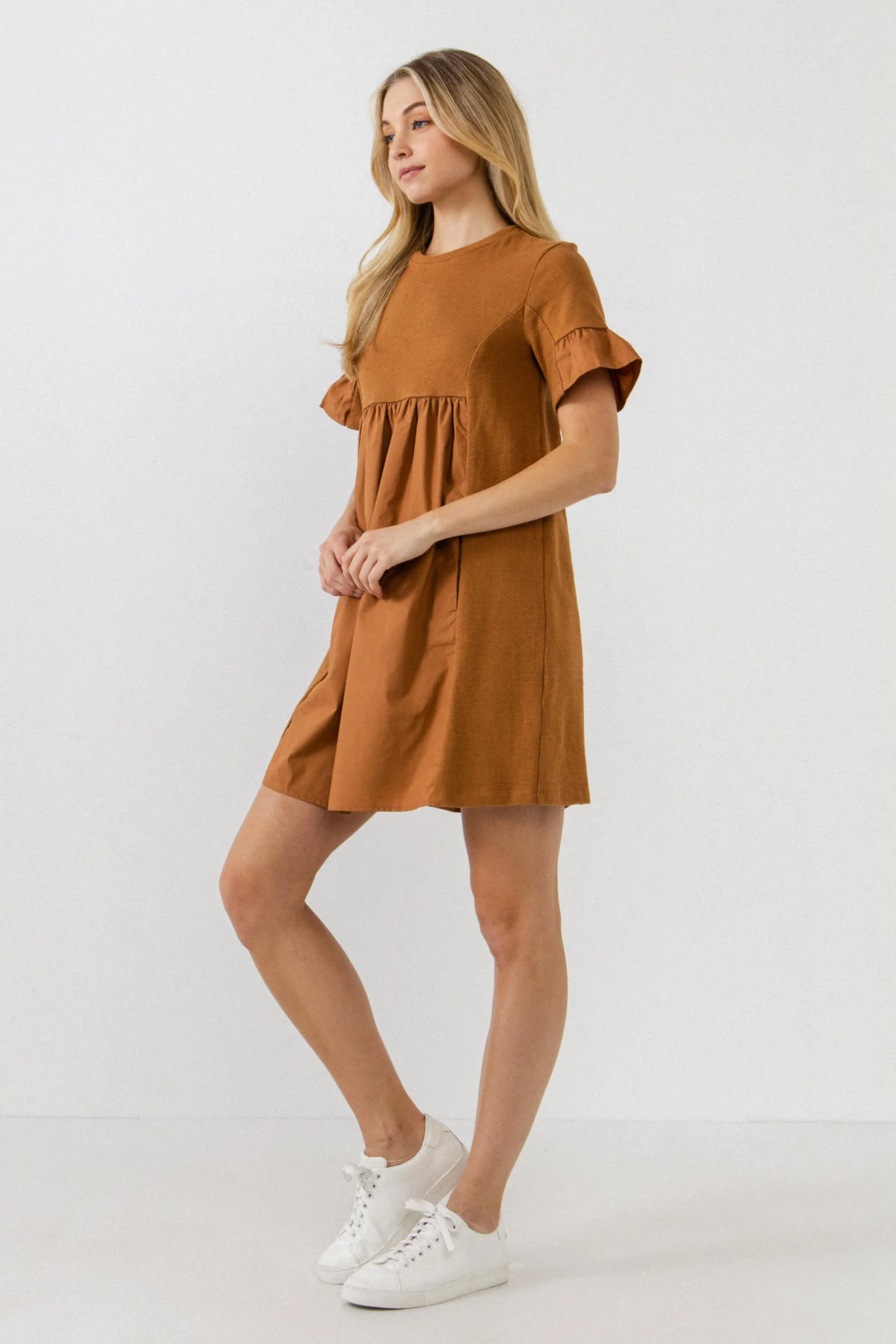 Mixed Media Short-Sleeve Mini Dress - Image 8