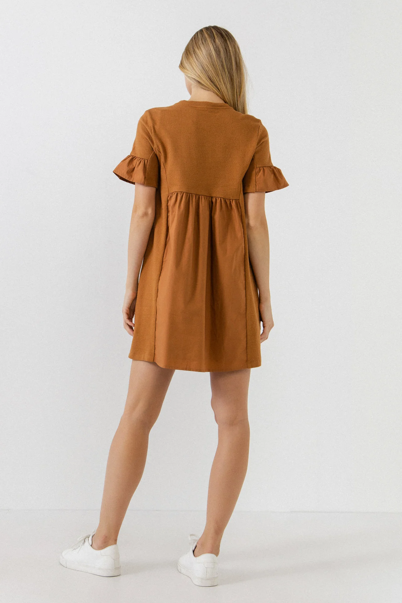 Mixed Media Short-Sleeve Mini Dress - Image 9