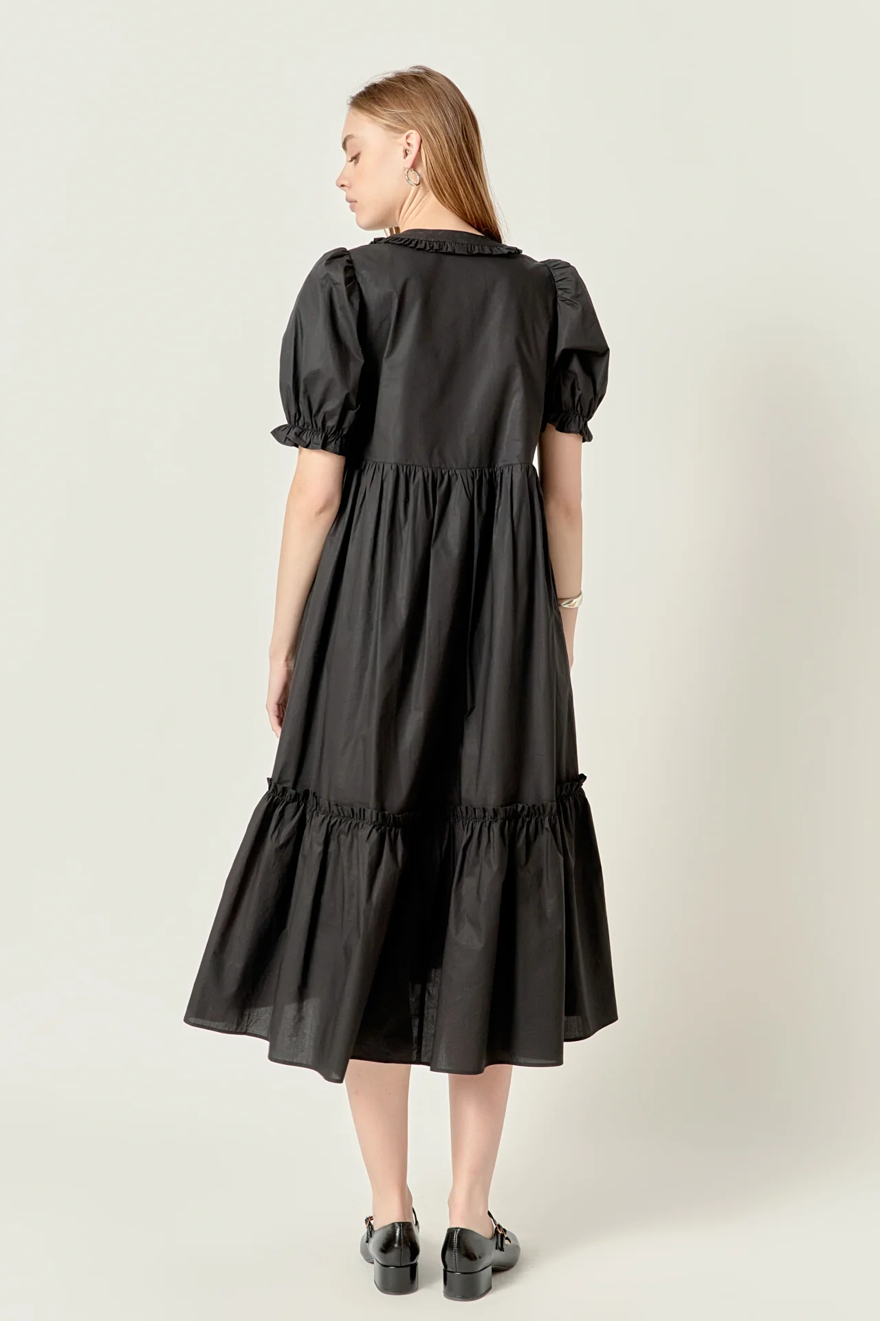 Solid Tiered Midi Dress - Image 4
