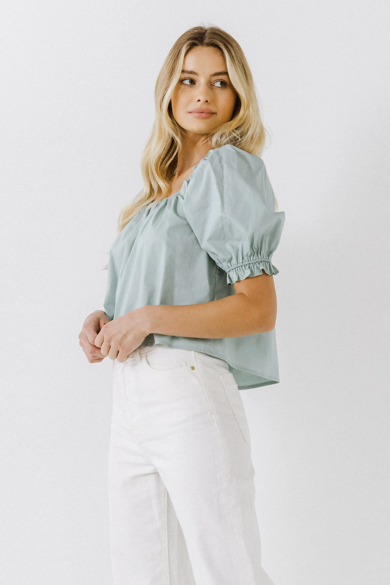 Square neckline Puff Sleeve Top - Image 13