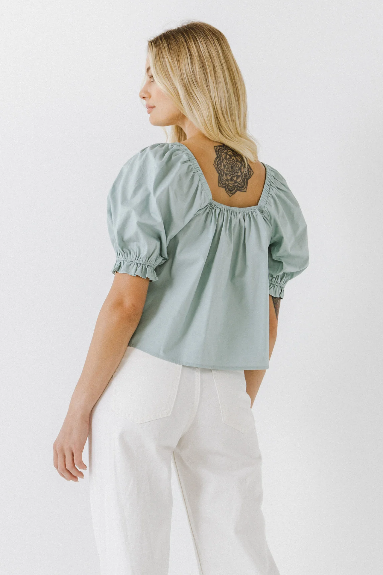 Square neckline Puff Sleeve Top - Image 14