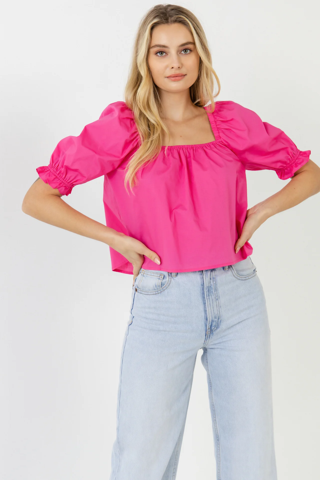 Square neckline Puff Sleeve Top - Image 25
