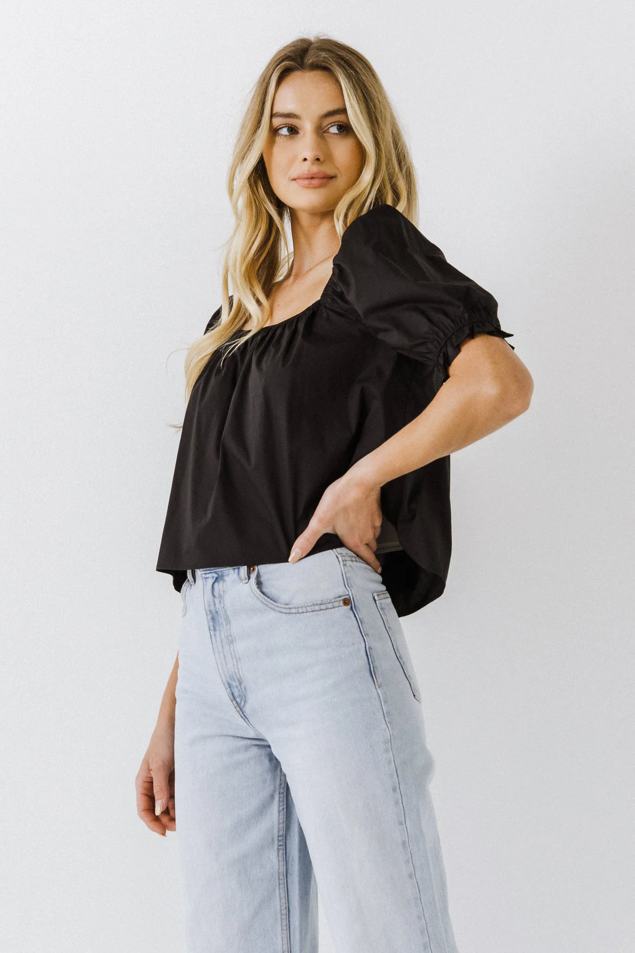 Square neckline Puff Sleeve Top - Image 28
