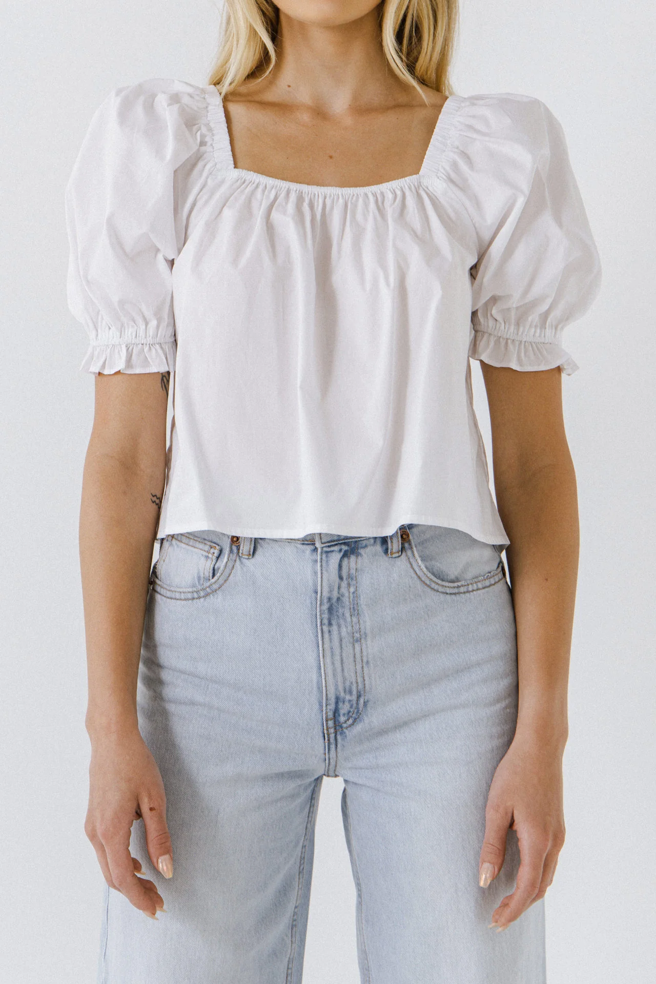 Square neckline Puff Sleeve Top - Image 32