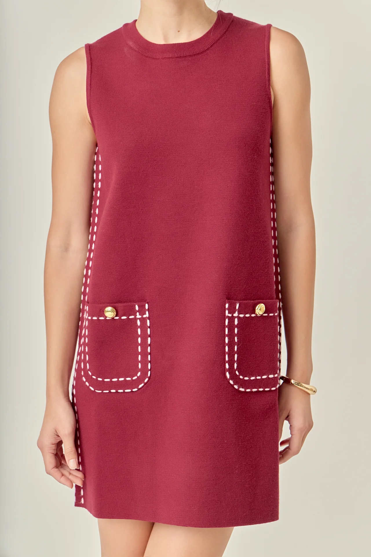 Stitch Detail Knit Mini Dress - Image 2