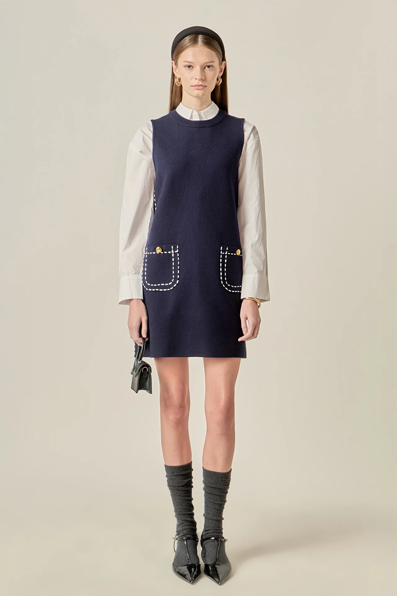 Stitch Detail Knit Mini Dress - Image 6