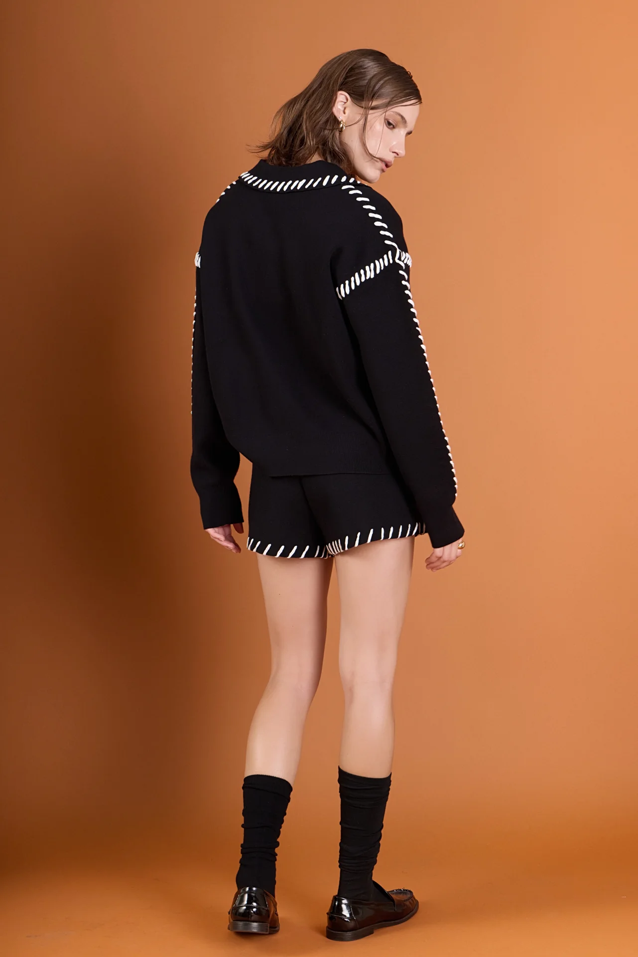 Stitch Detail Knit Shorts - Image 4