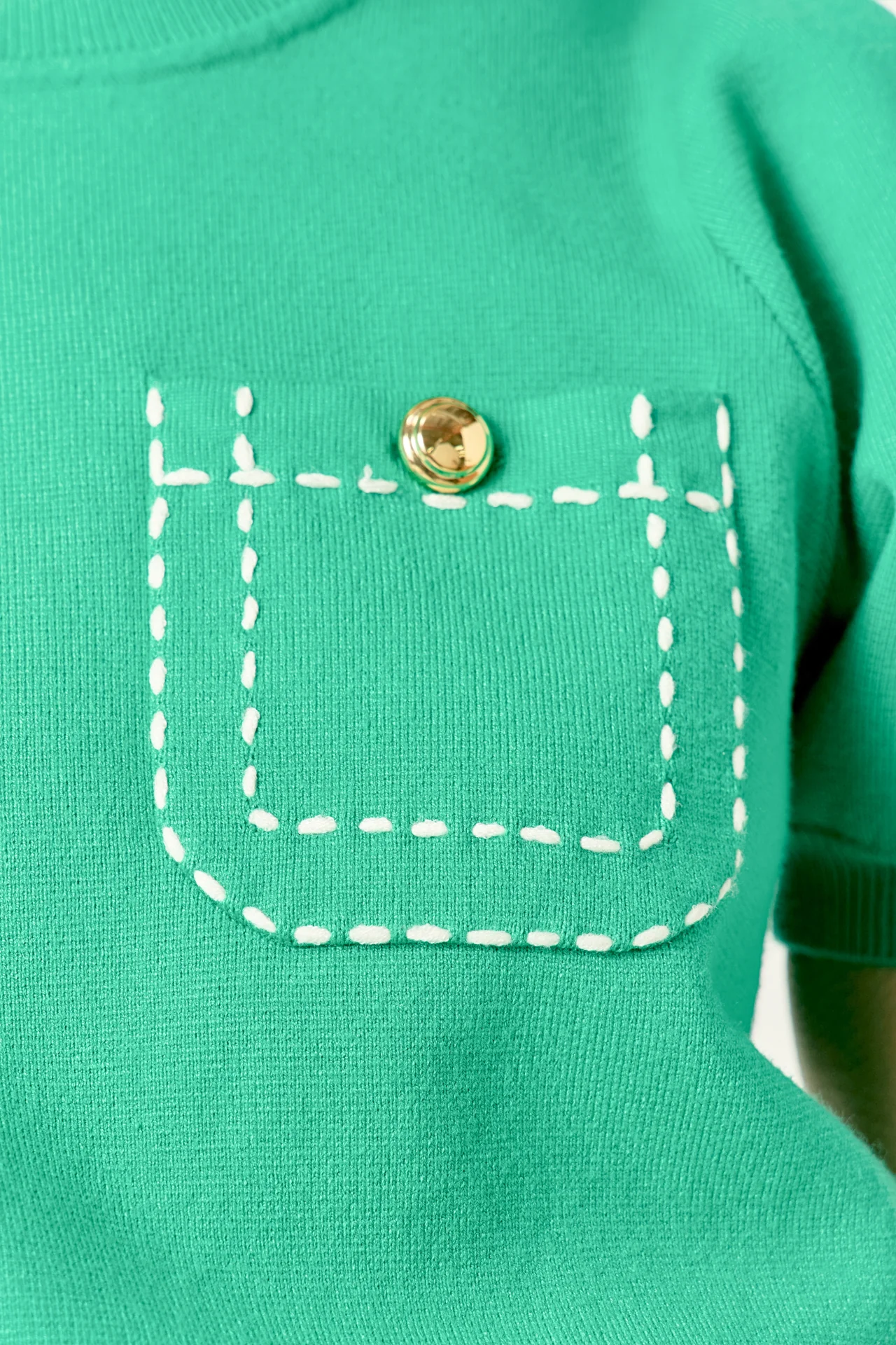 Puff Sleeve Stitch Detail Knit Top - Image 2