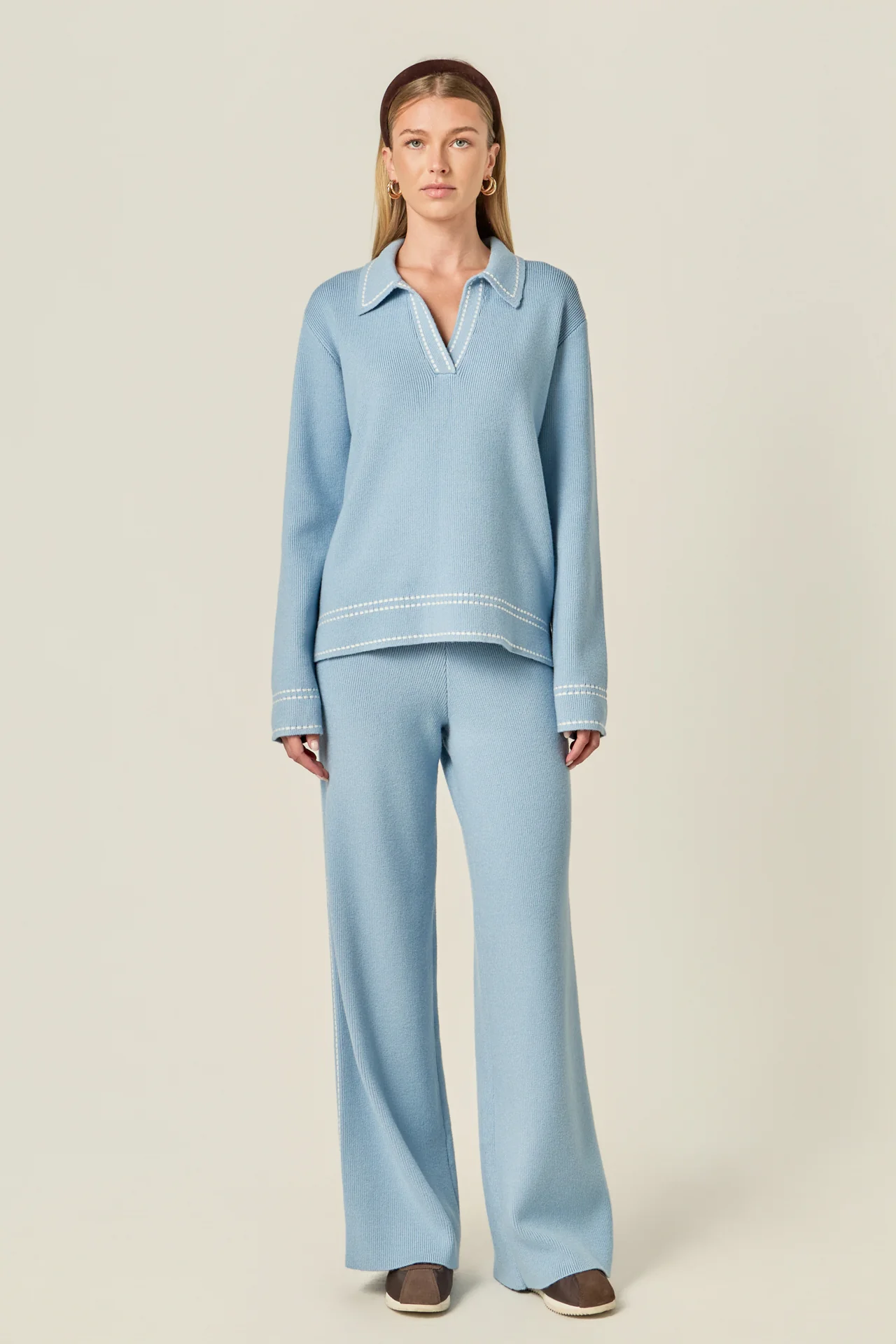 Stitch Detailed Knit Long Pants - Image 4