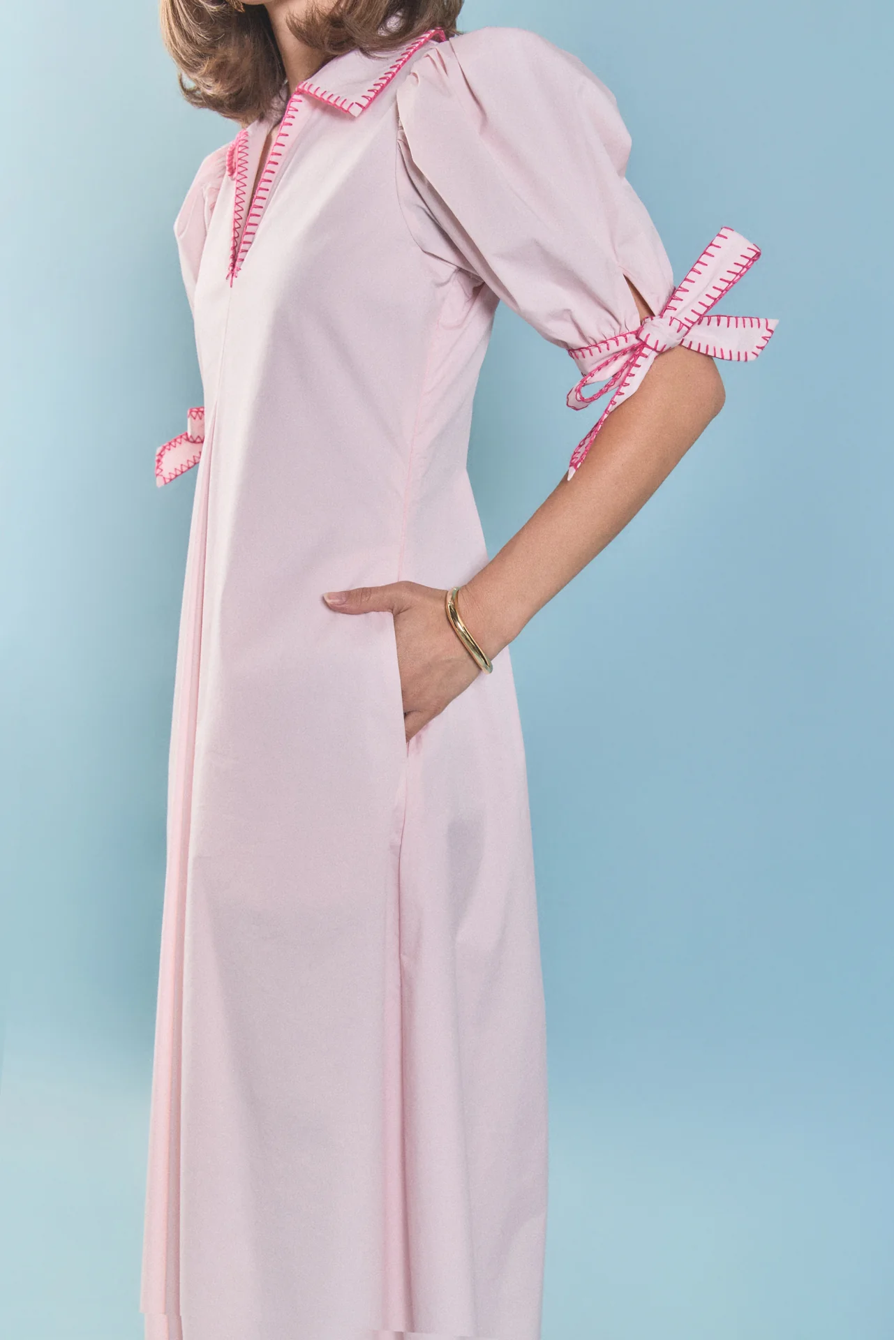 Stitch Detailed Midi Dress - Image 10