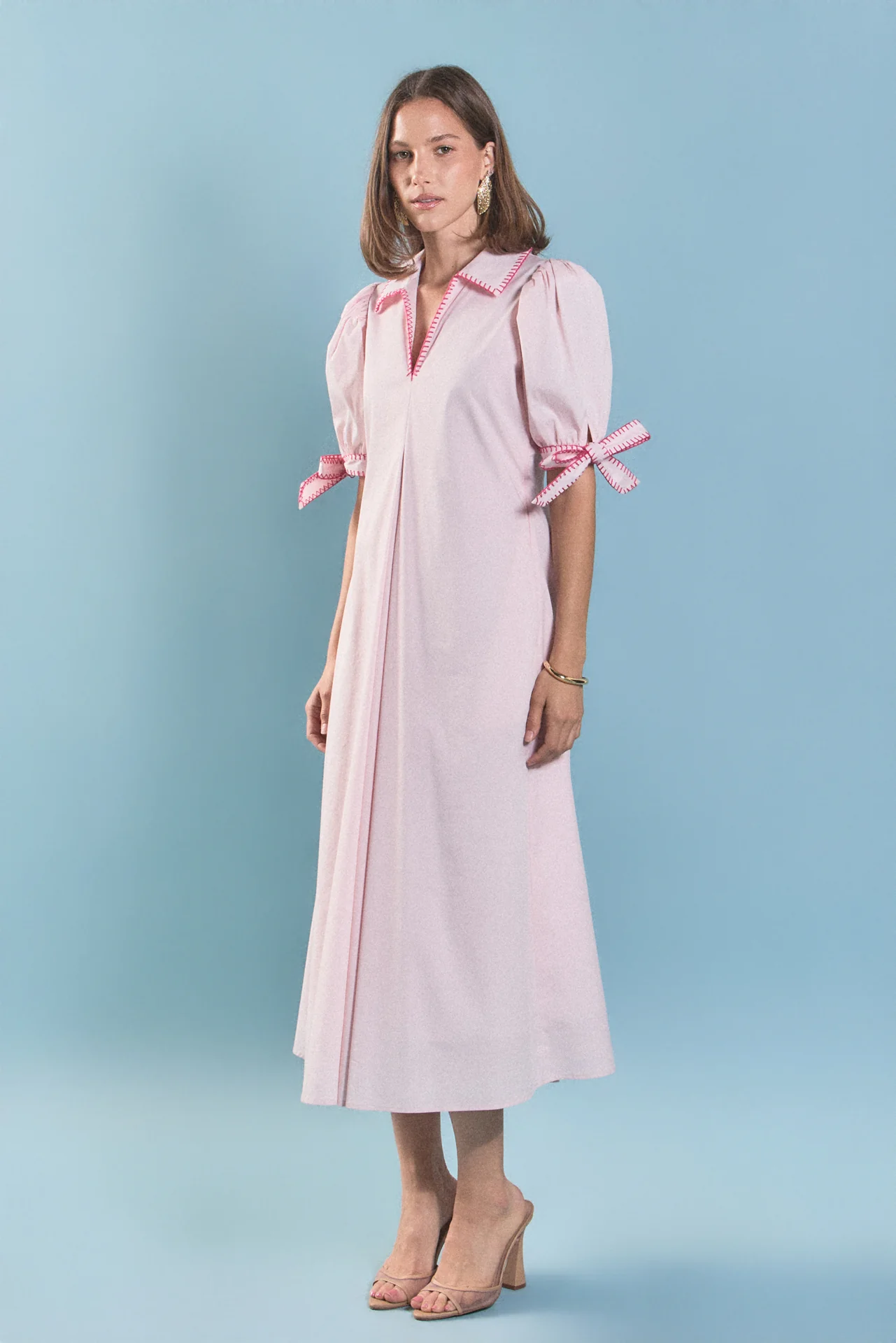 Stitch Detailed Midi Dress - Image 11