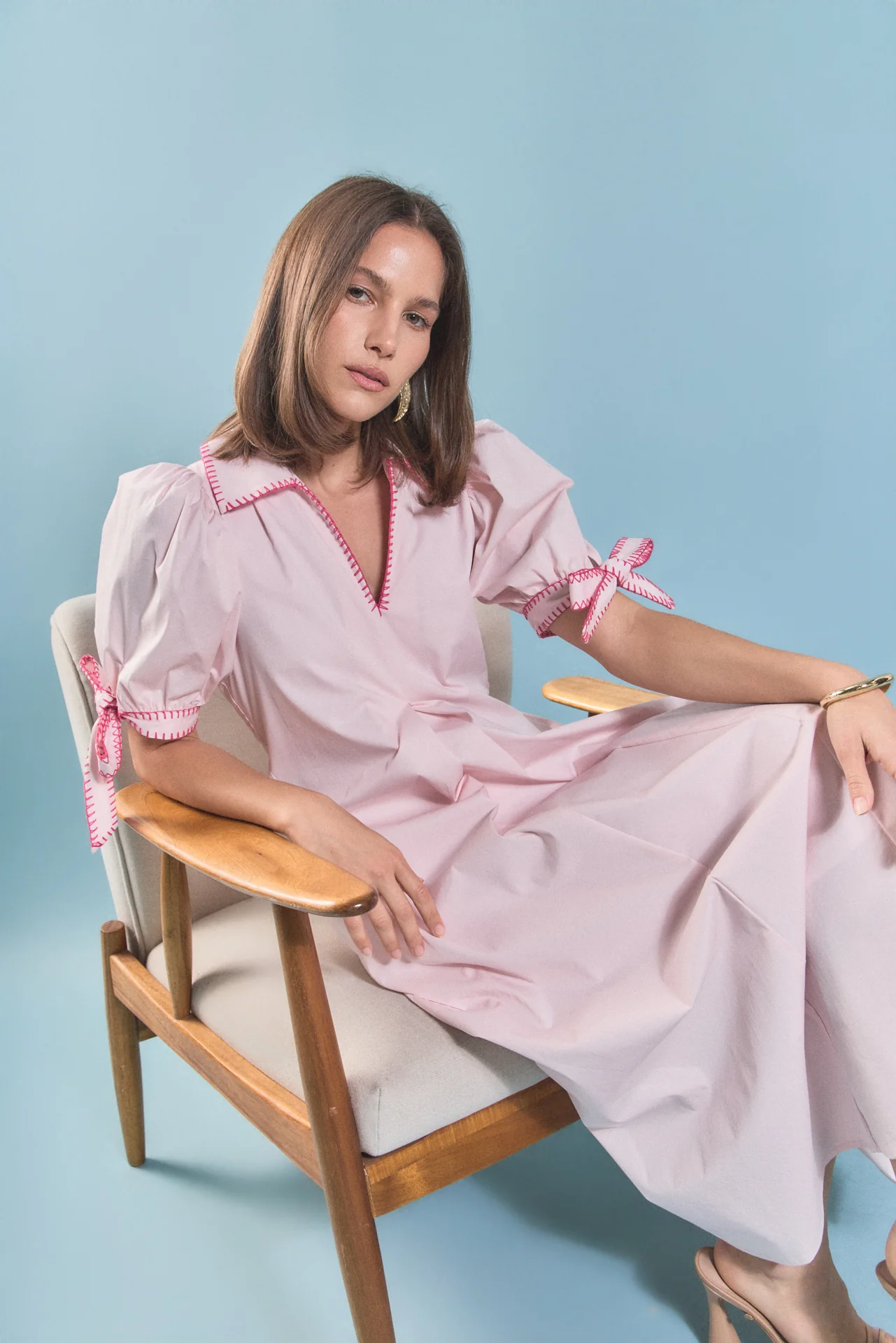Stitch Detailed Midi Dress - Image 14