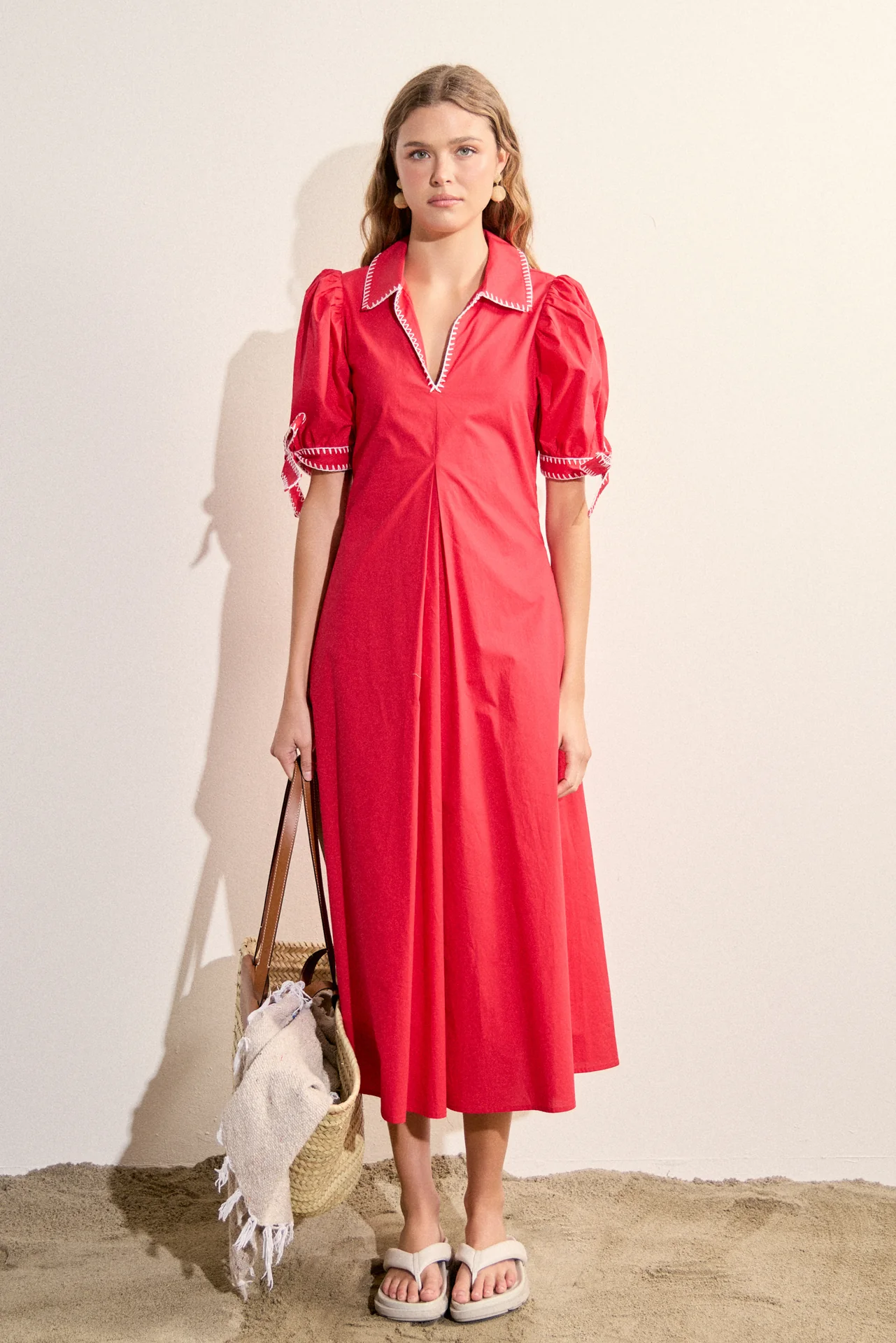 Stitch Detailed Midi Dress - Image 15