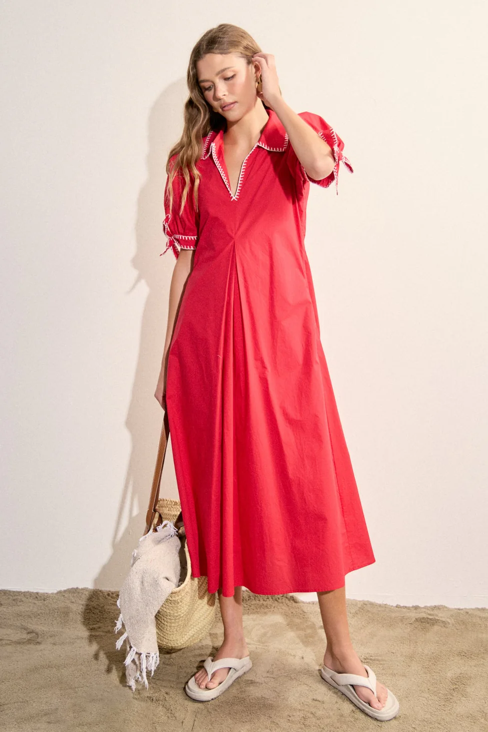 Stitch Detailed Midi Dress - Image 19
