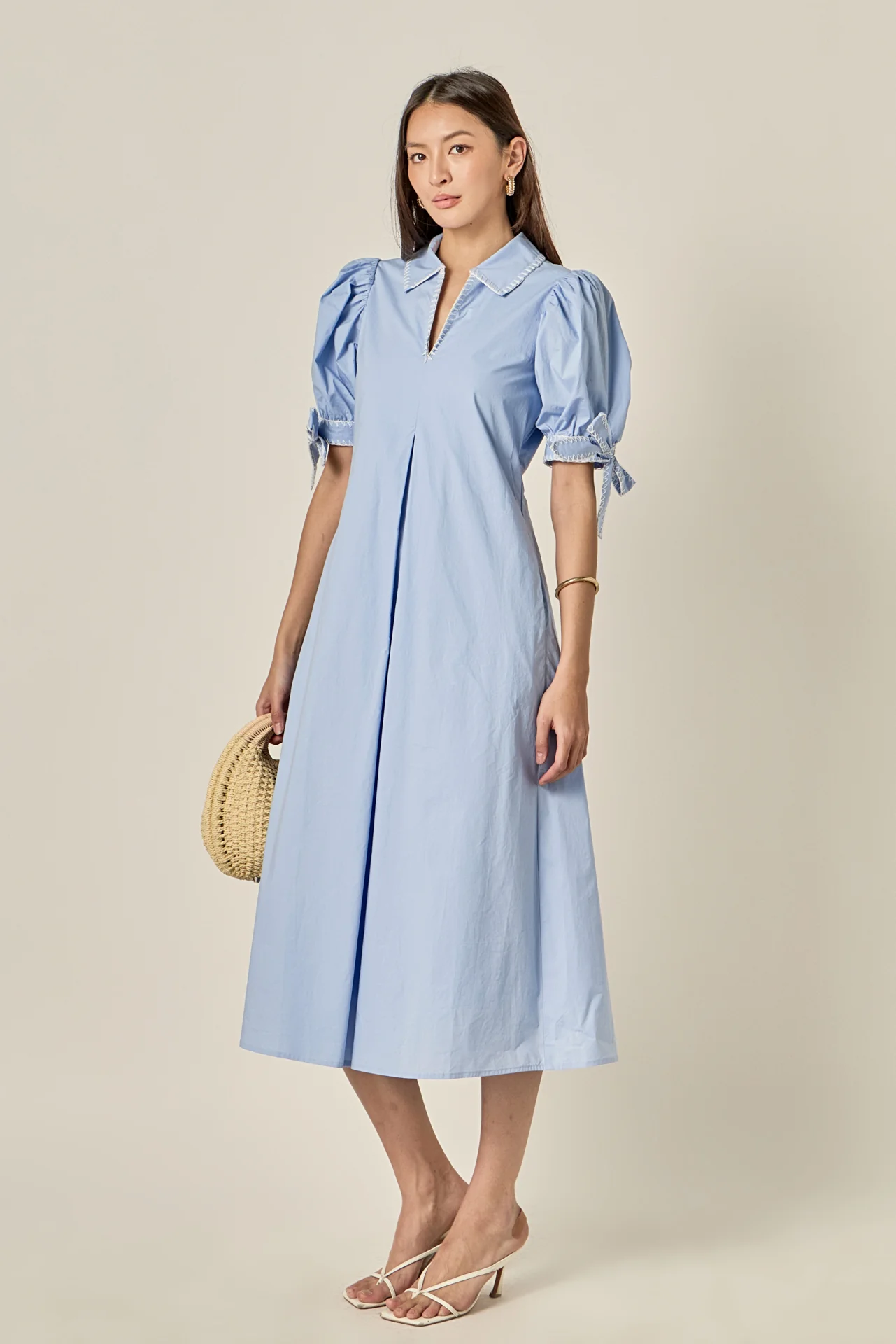 Stitch Detailed Midi Dress - Image 41