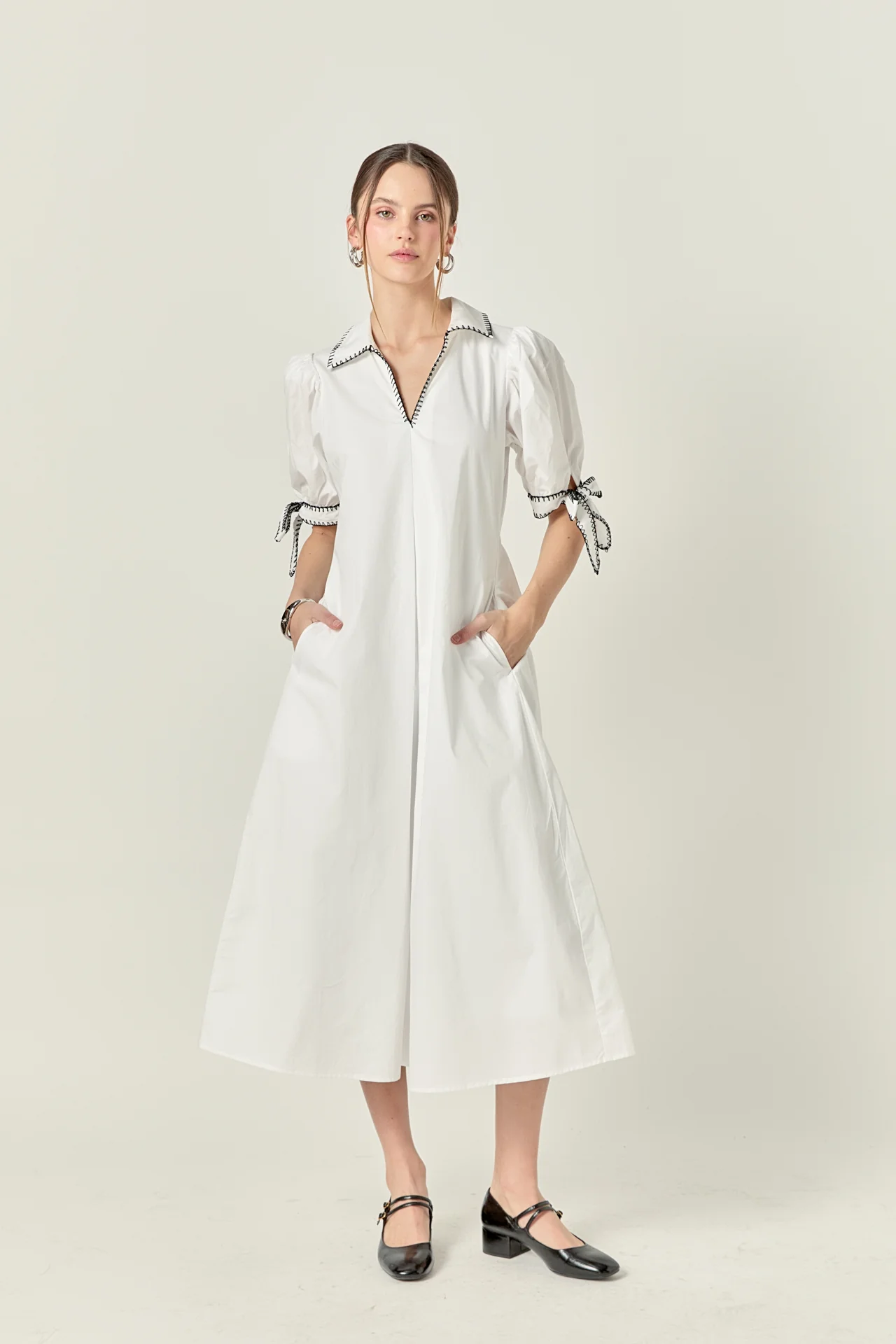 Stitch Detailed Midi Dress - Image 48
