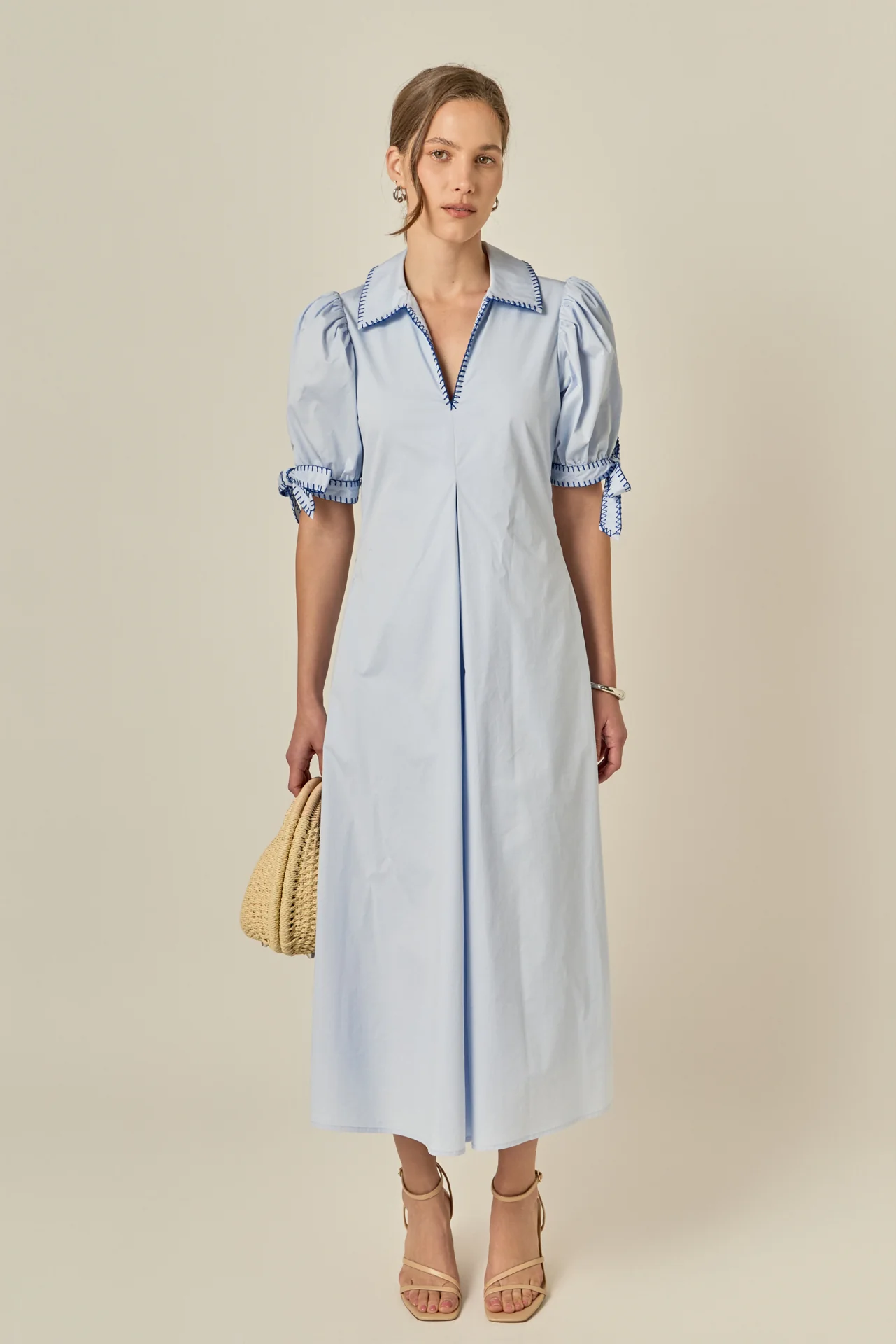 Stitch Detailed Midi Dress - Image 6